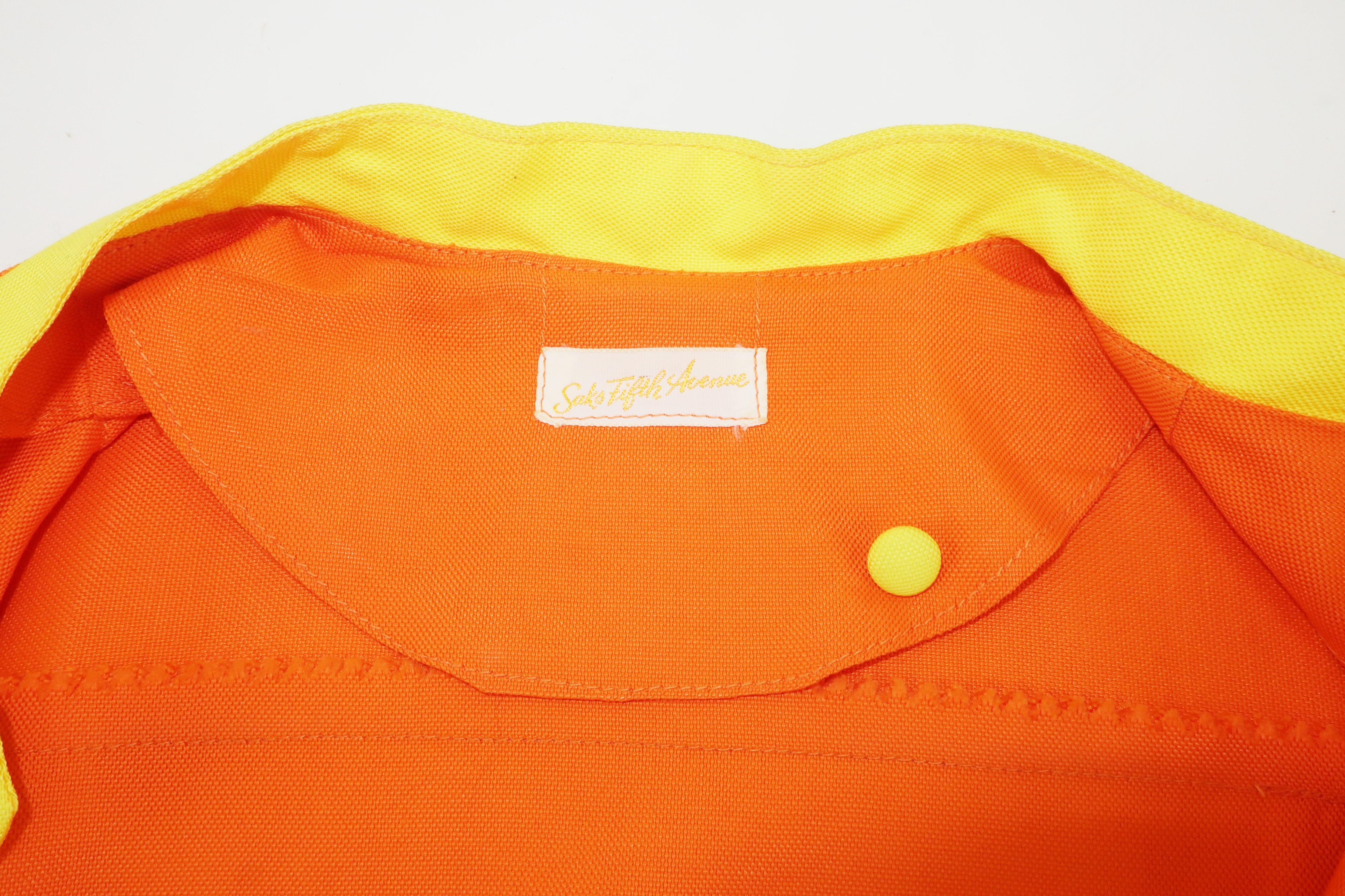 Saks Fifth Avenue Orange & Yellow Cotton Blend Shift Dress, 1960's 4