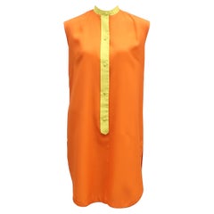 Saks Fifth Avenue Orange & Yellow Cotton Blend Shift Dress, 1960's