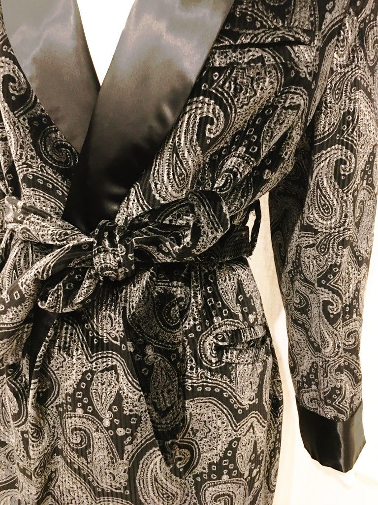 Saks Fifth Avenue Paisley Velvet Belted Robe at 1stDibs