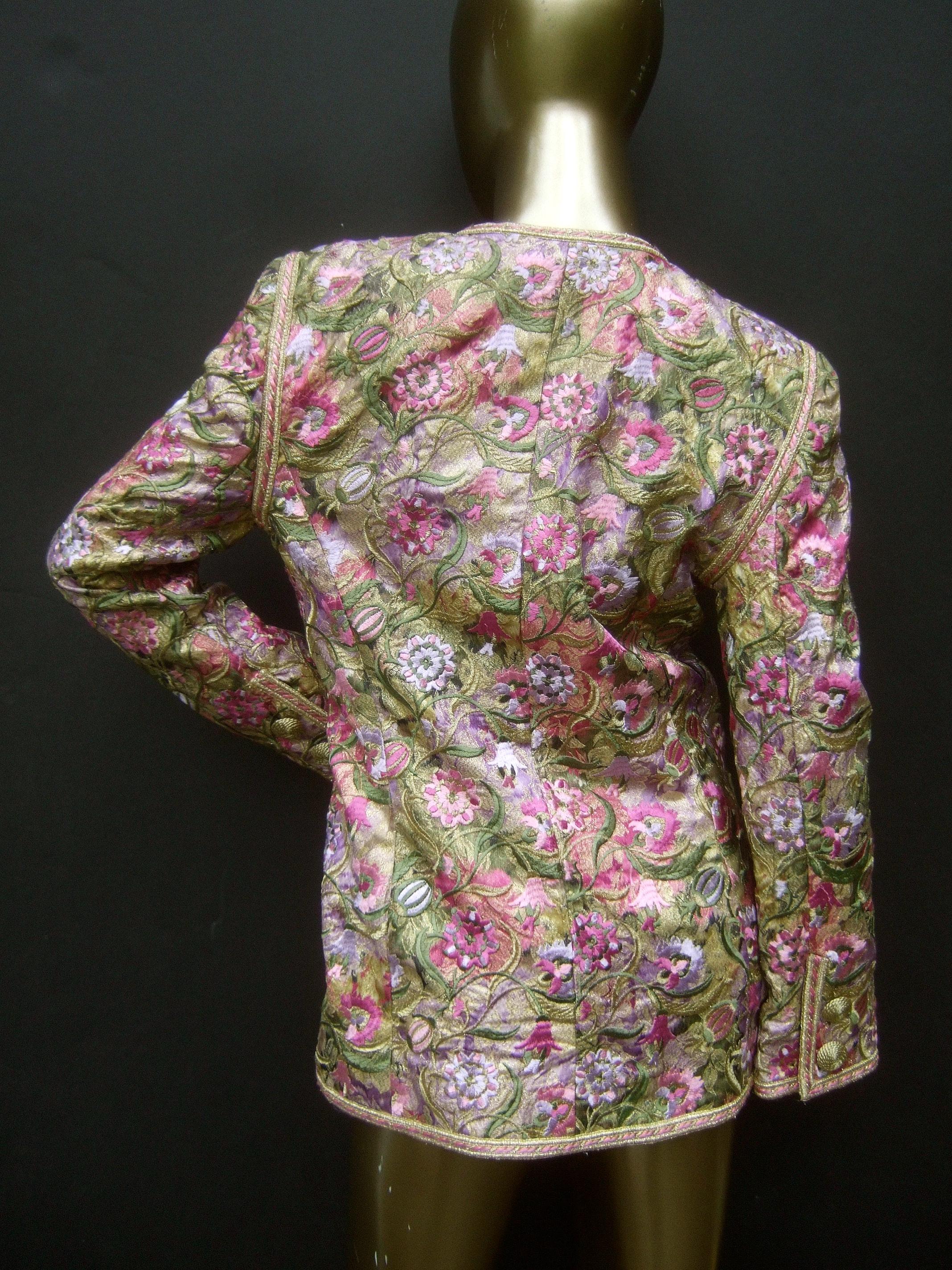 Saks Fifth Avenue Pastel Floral Embroidered Jacket by Victor Costa c 1980s 8