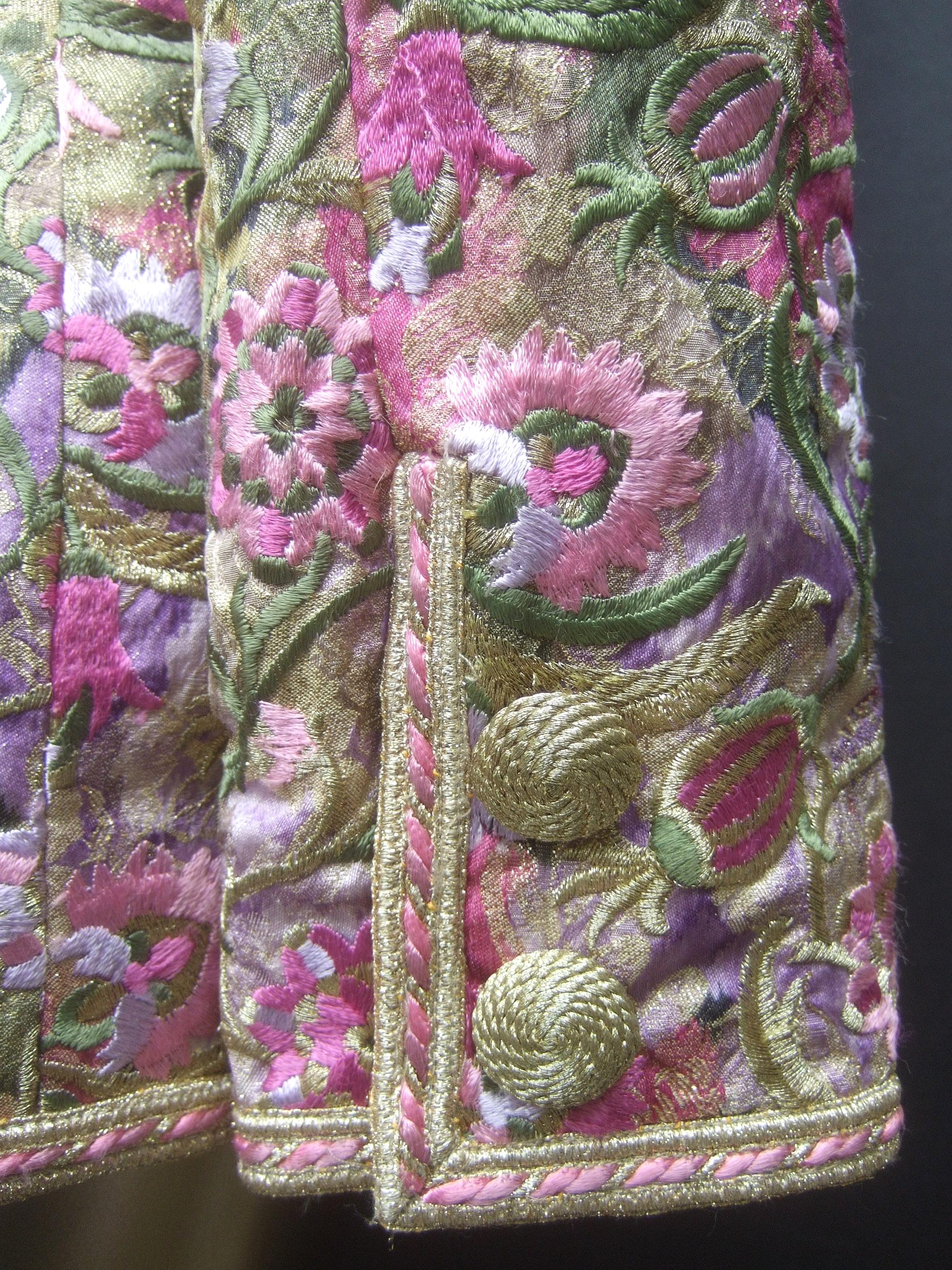 Saks Fifth Avenue Pastel Floral Embroidered Jacket by Victor Costa c 1980s 11