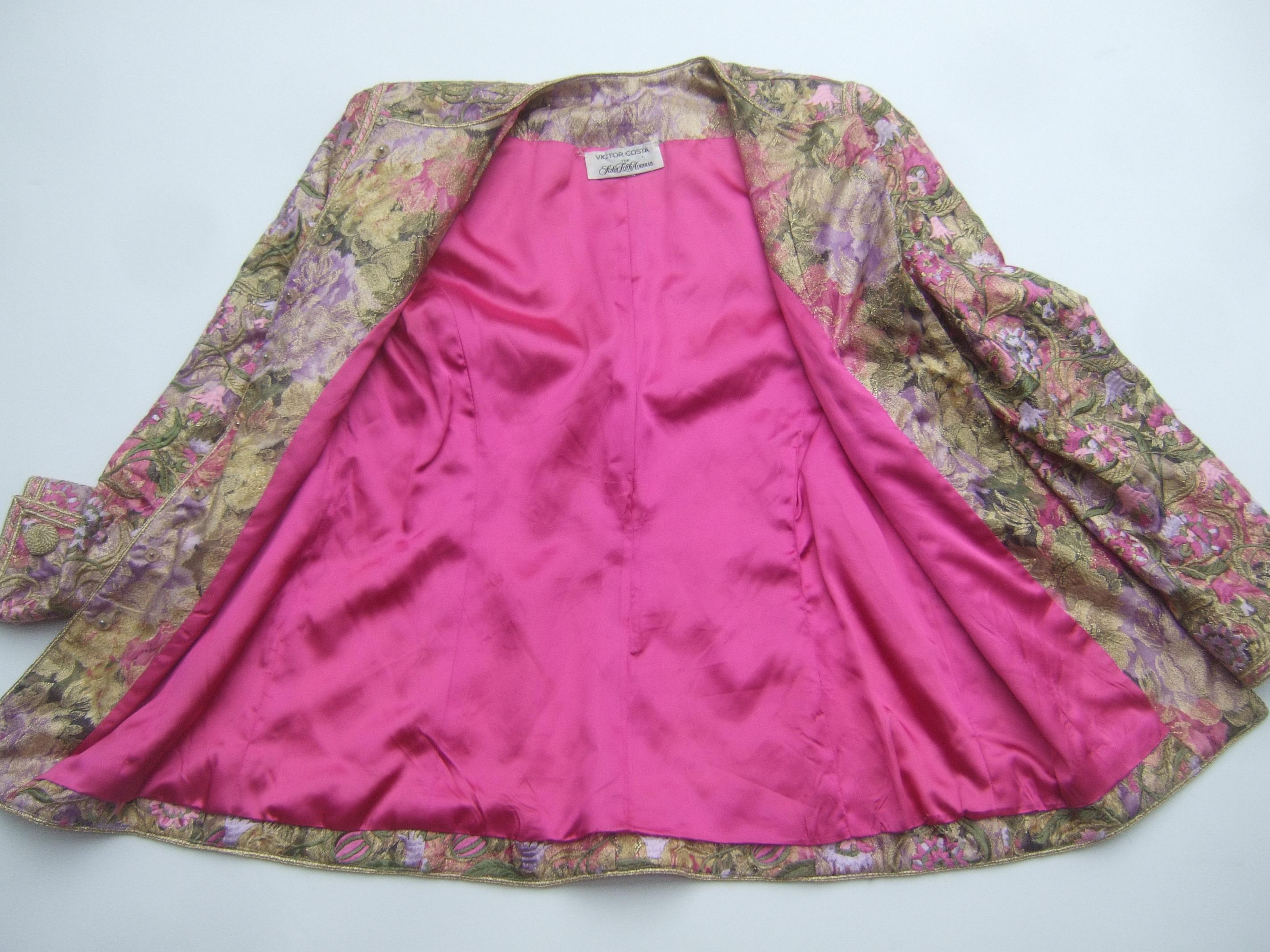 Saks Fifth Avenue Pastel Floral Embroidered Jacket by Victor Costa c 1980s 14