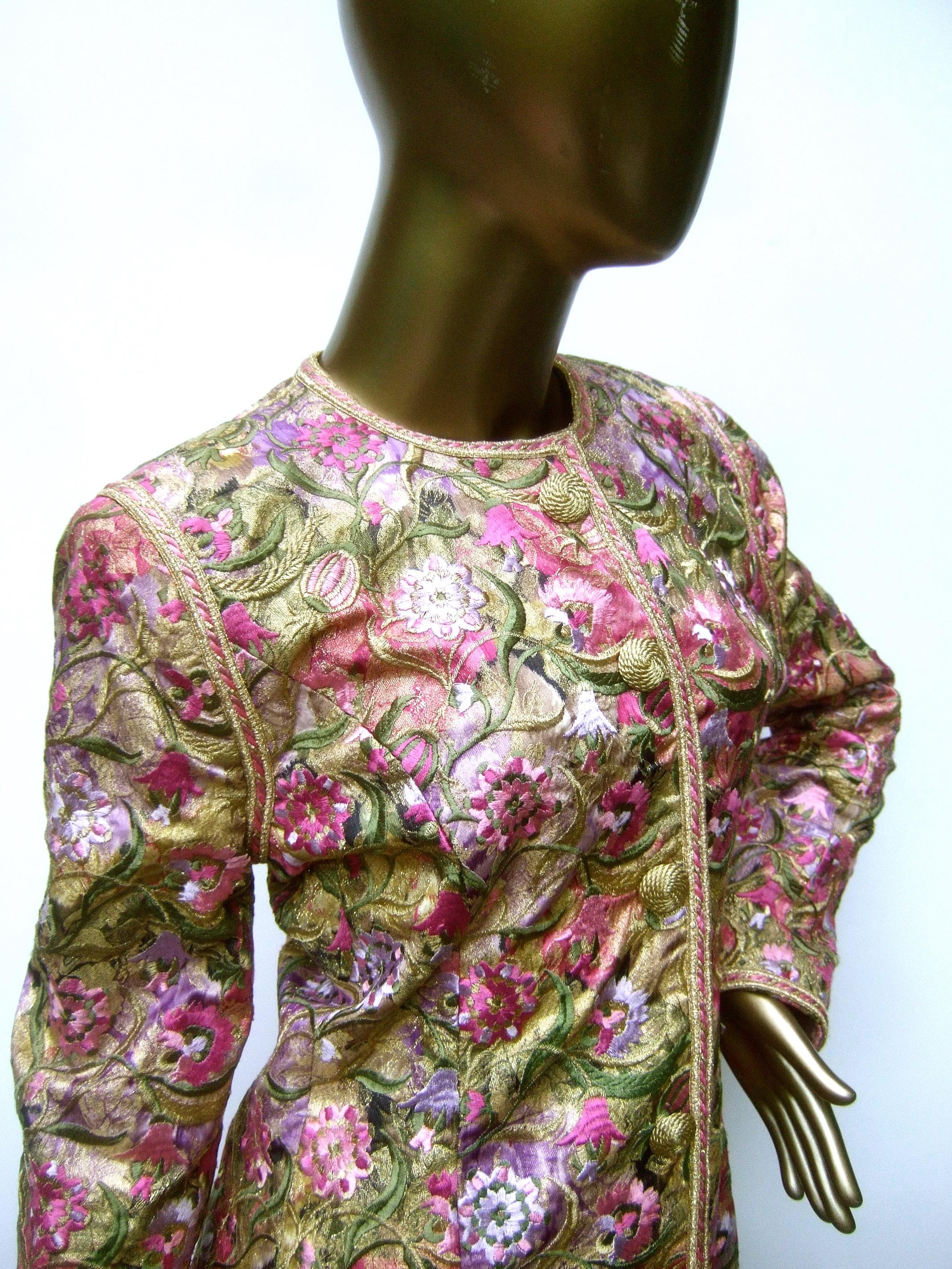 Saks Fifth Avenue Pastel Floral Embroidered Jacket by Victor Costa c 1980s 1