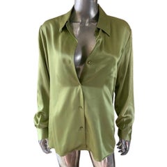 Saks Fifth Avenue Pistachio Green Silk Blouse w/Scarf Size 14