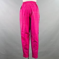 SAKS FIFTH AVENUE Size 12 Pink Fuchsia Silk Shantung Dress Pants