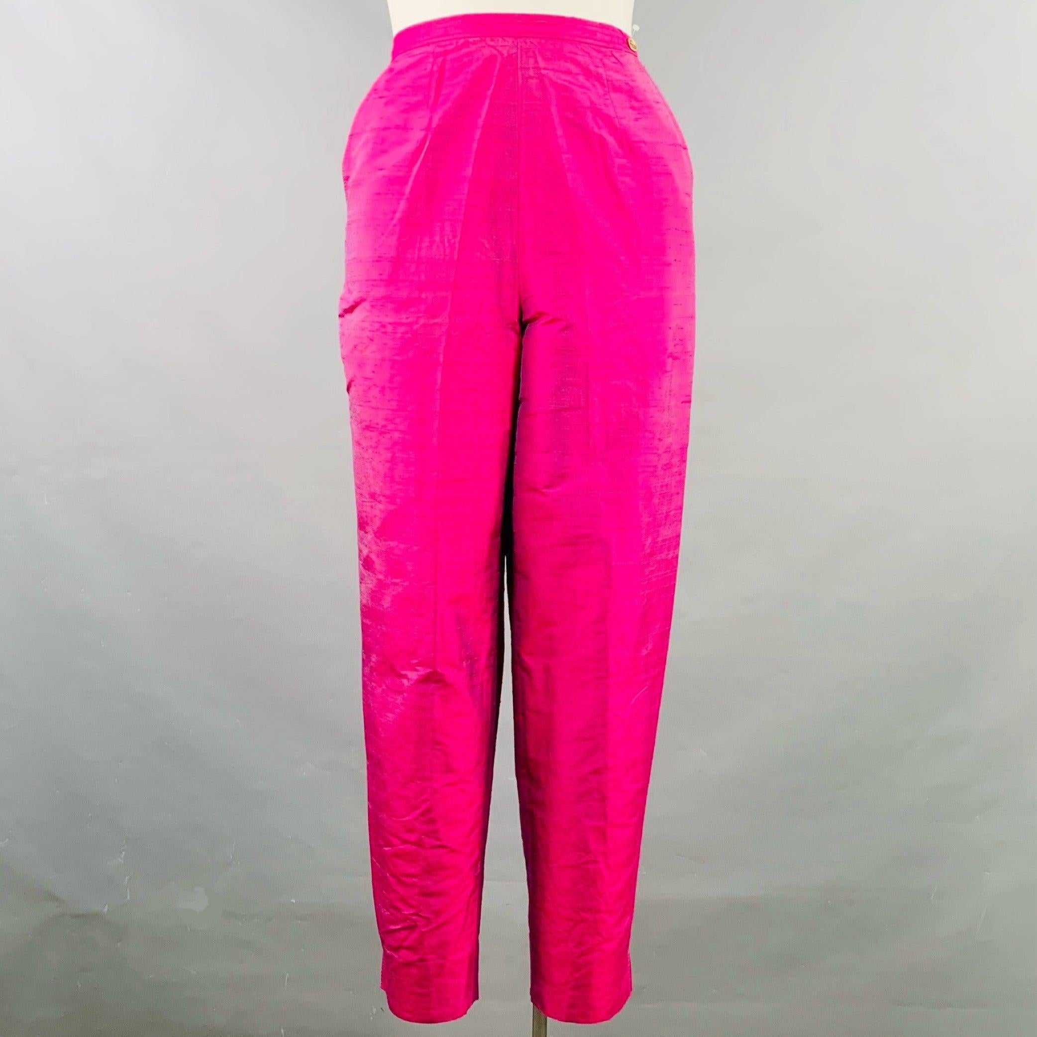 De las mujeres SAKS FIFTH AVENUE Talla 12 Pantalones de vestir de shantung de seda rosa fucsia en venta