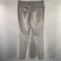 SAKS FIFTH AVENUE Size 34 Gray Heather Wool Flat Front Dress Pants