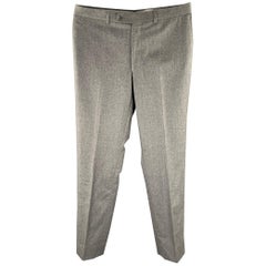 SAKS FIFTH AVENUE Size 34 Gray Heather Wool Flat Front Dress Pants