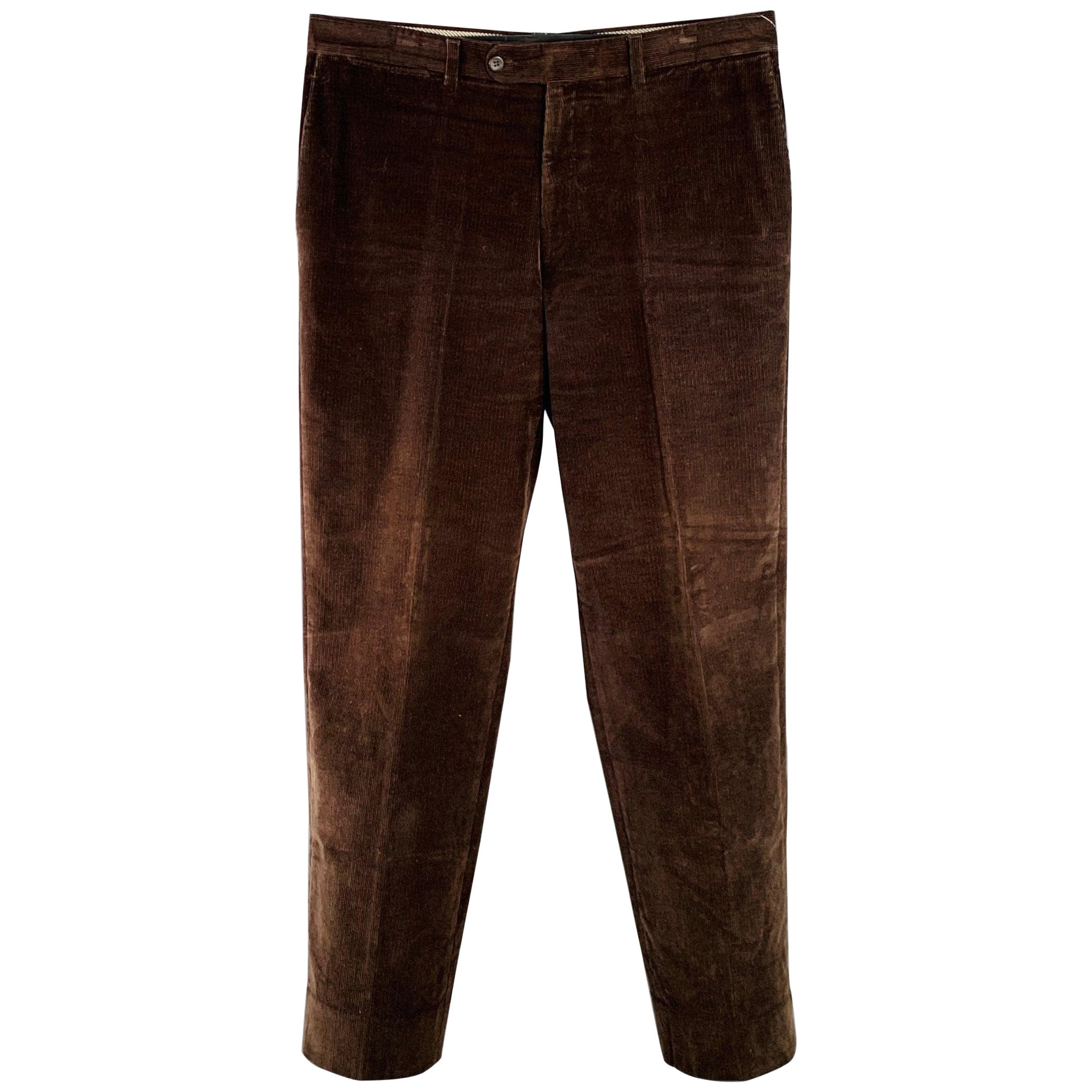 SAKS FIFTH AVENUE Size 36 Brown Corduroy Cotton Blend Tapered Casual Pants