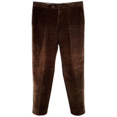 SAKS FIFTH AVENUE Size 36 Brown Corduroy Cotton Blend Tapered Casual Pants