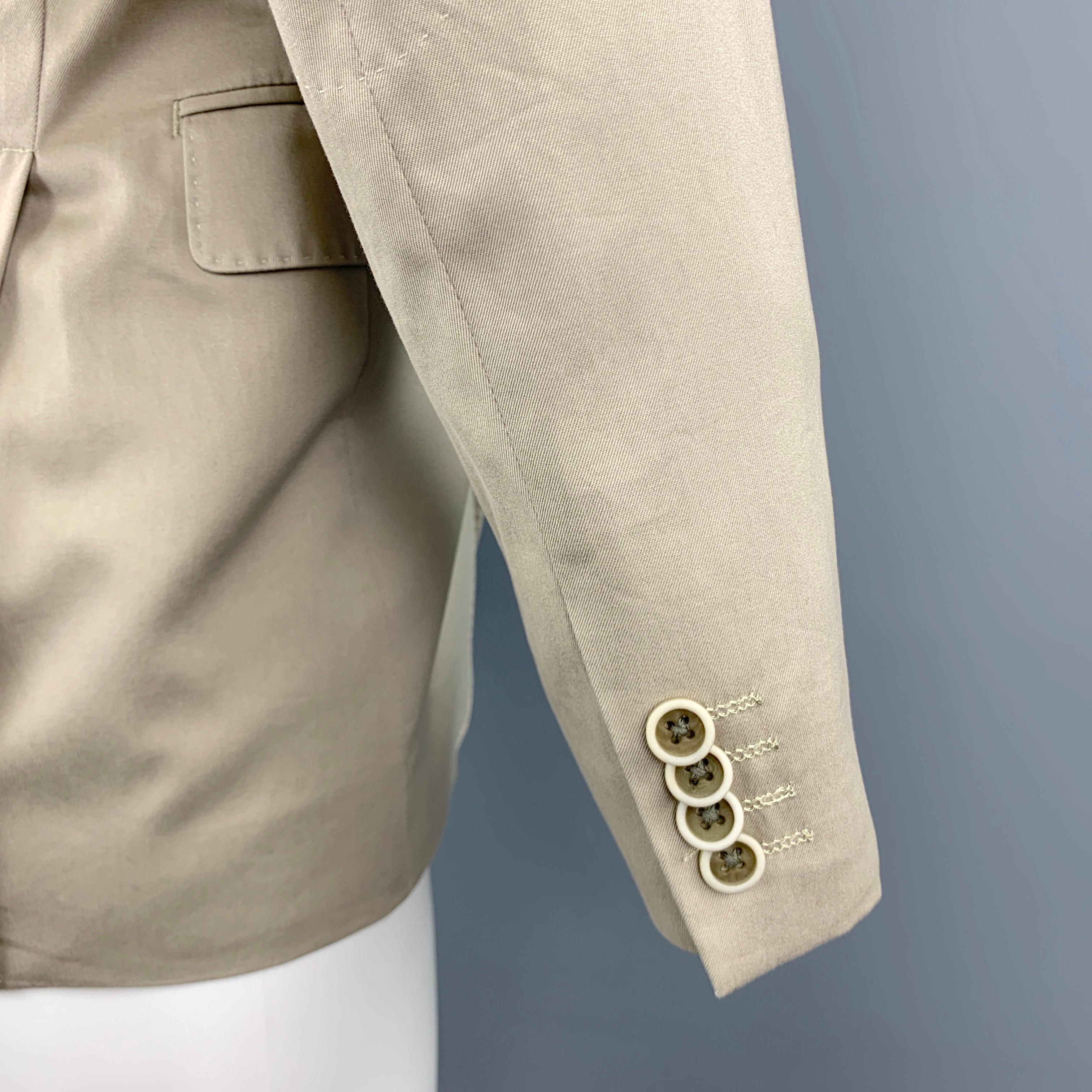 SAKS FIFTH AVENUE Size 36 Khaki Cotton Notch Lapel Sport Coat Jacket 1