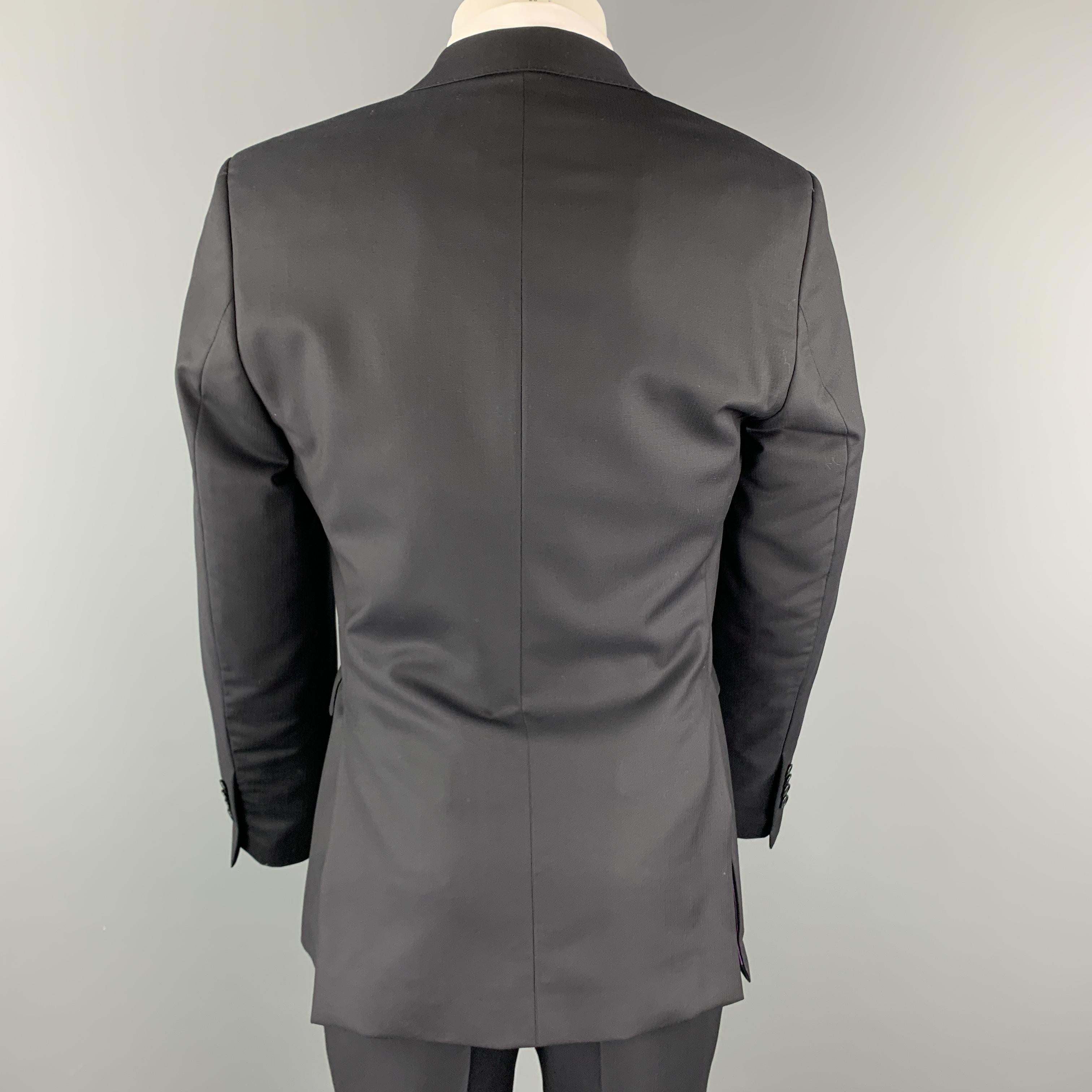 Men's SAKS FIFTH AVENUE Size 38 Black Textured Wool Notch Lapel Suit