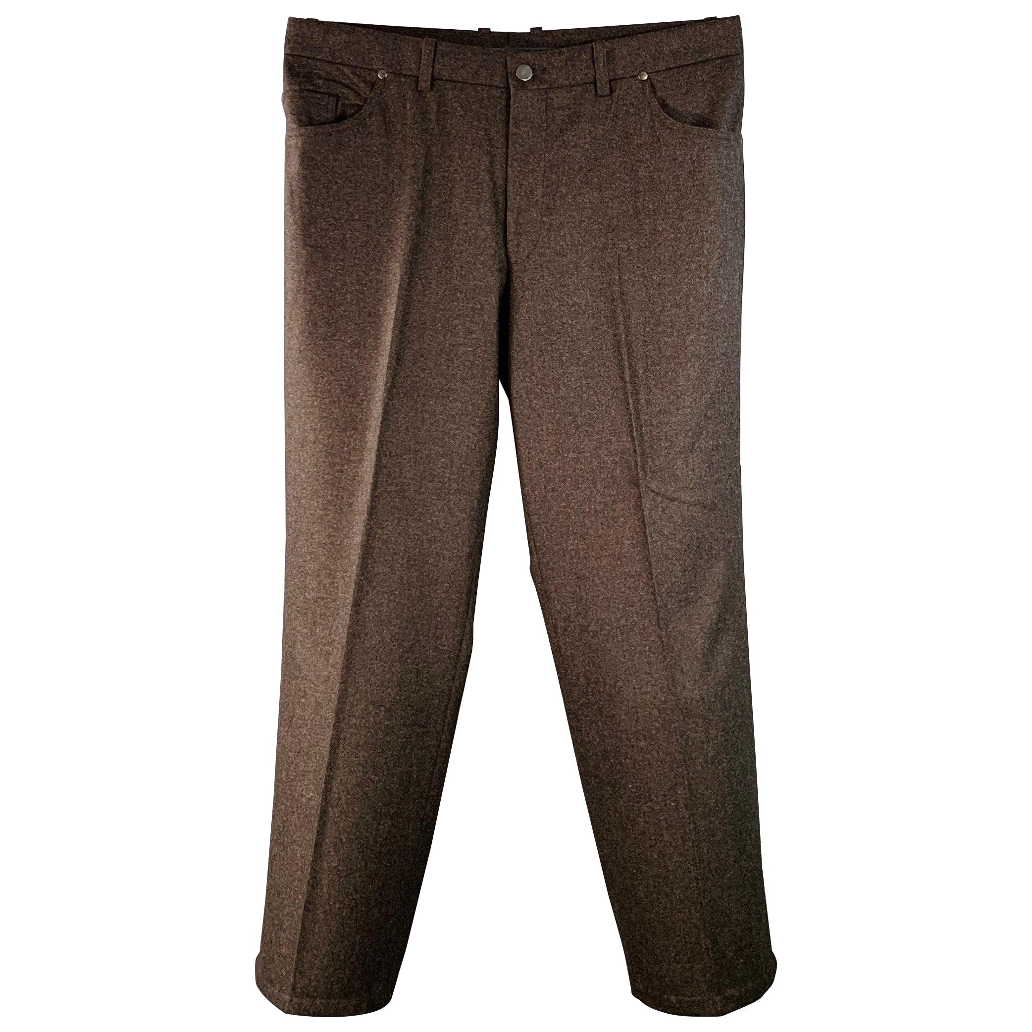 SAKS FIFTH AVENUE Talla 38 Pantalones casuales de corte vaquero de lana de brezo marrón