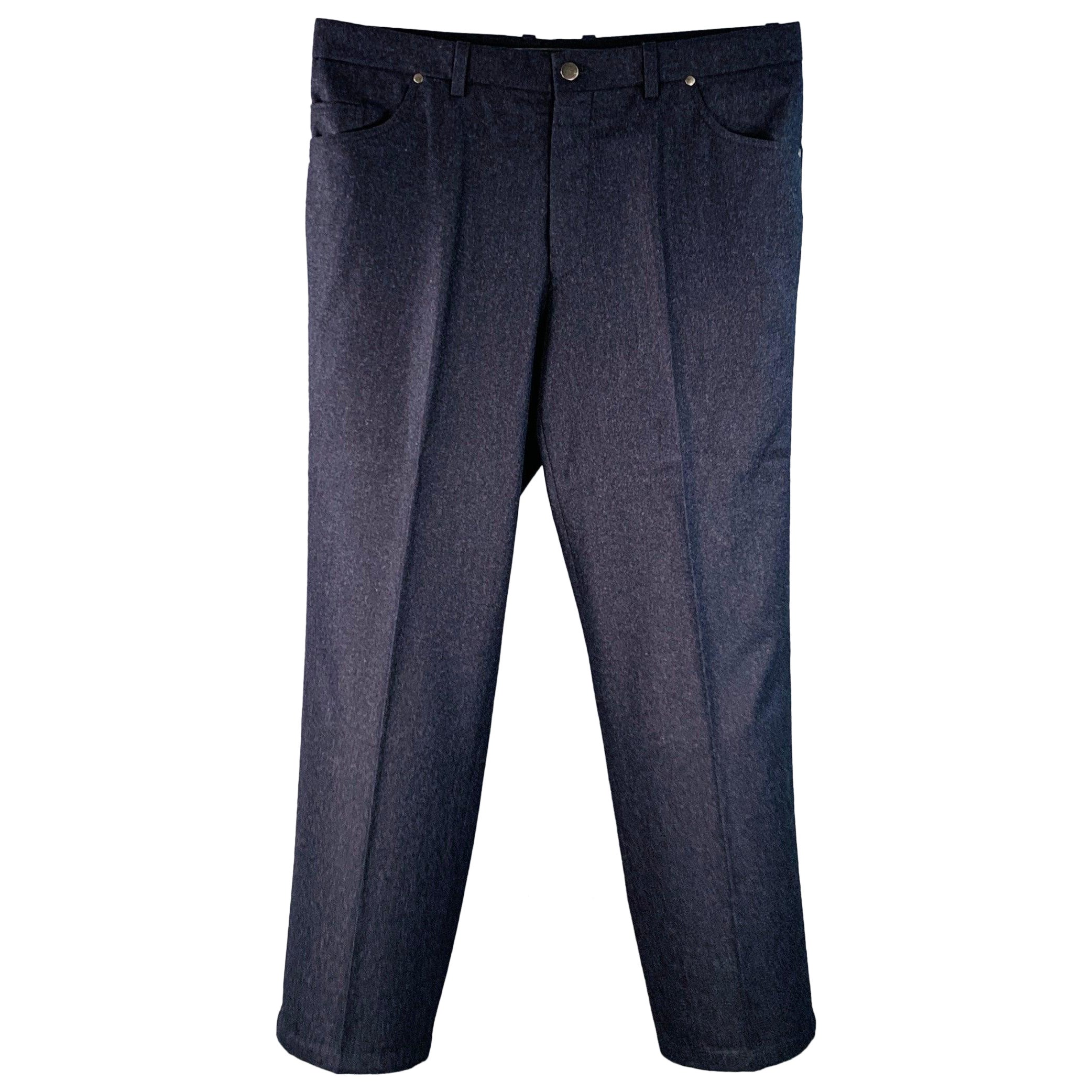 SAKS FIFTH AVENUE Talla 38 Pantalones casuales de corte vaquero de lana de brezo azul marino