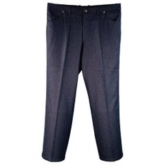 SAKS FIFTH AVENUE Size 38 Navy Heather Wool Jean Cut Casual Pants