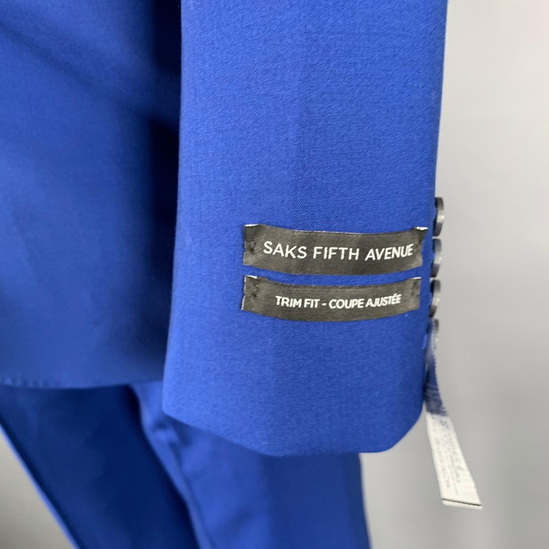 Men's SAKS FIFTH AVENUE Size 38 Royal Blue Wool Notch Lapel Suit