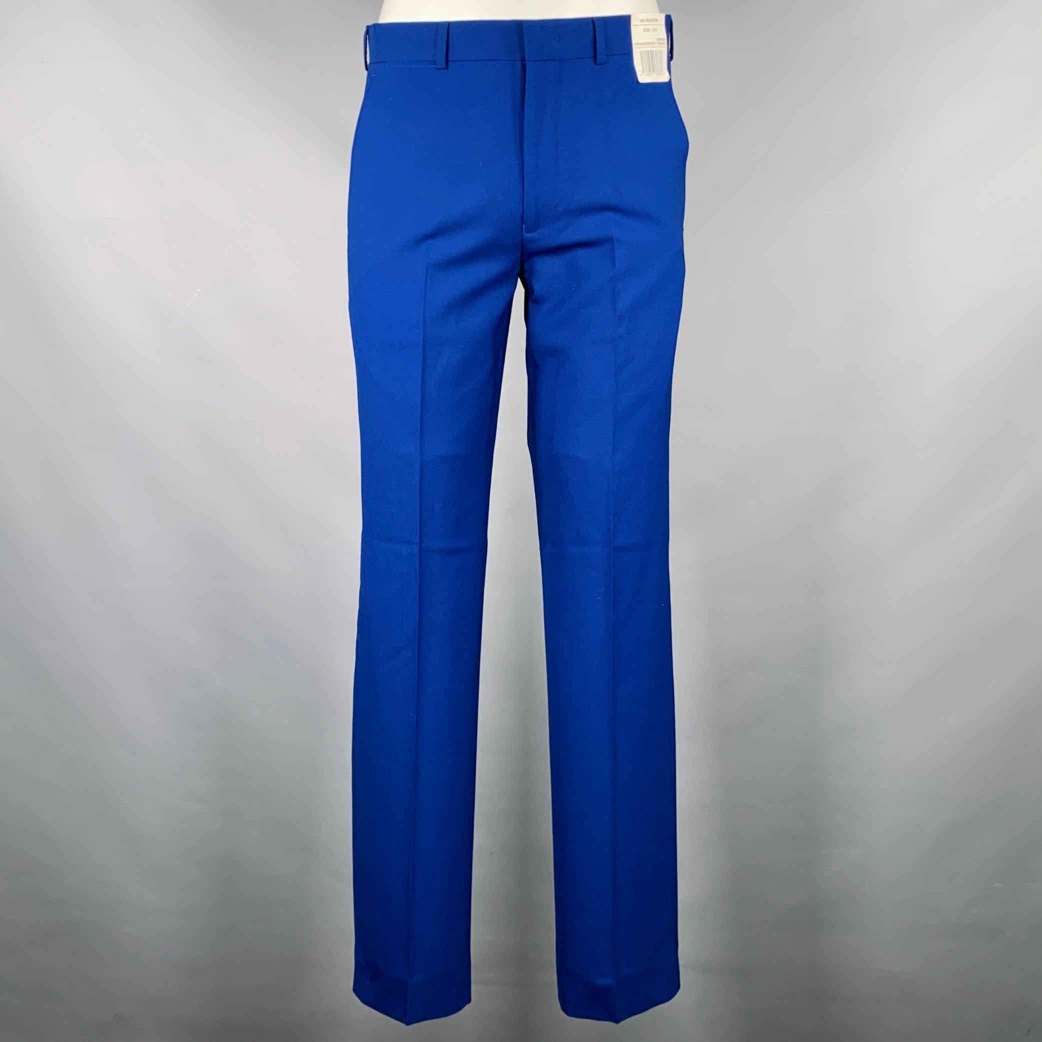 SAKS FIFTH AVENUE Size 38 Royal Blue Wool Notch Lapel Suit 2