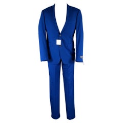 SAKS FIFTH AVENUE Talla 38 Traje azul real de lana con solapa de muesca