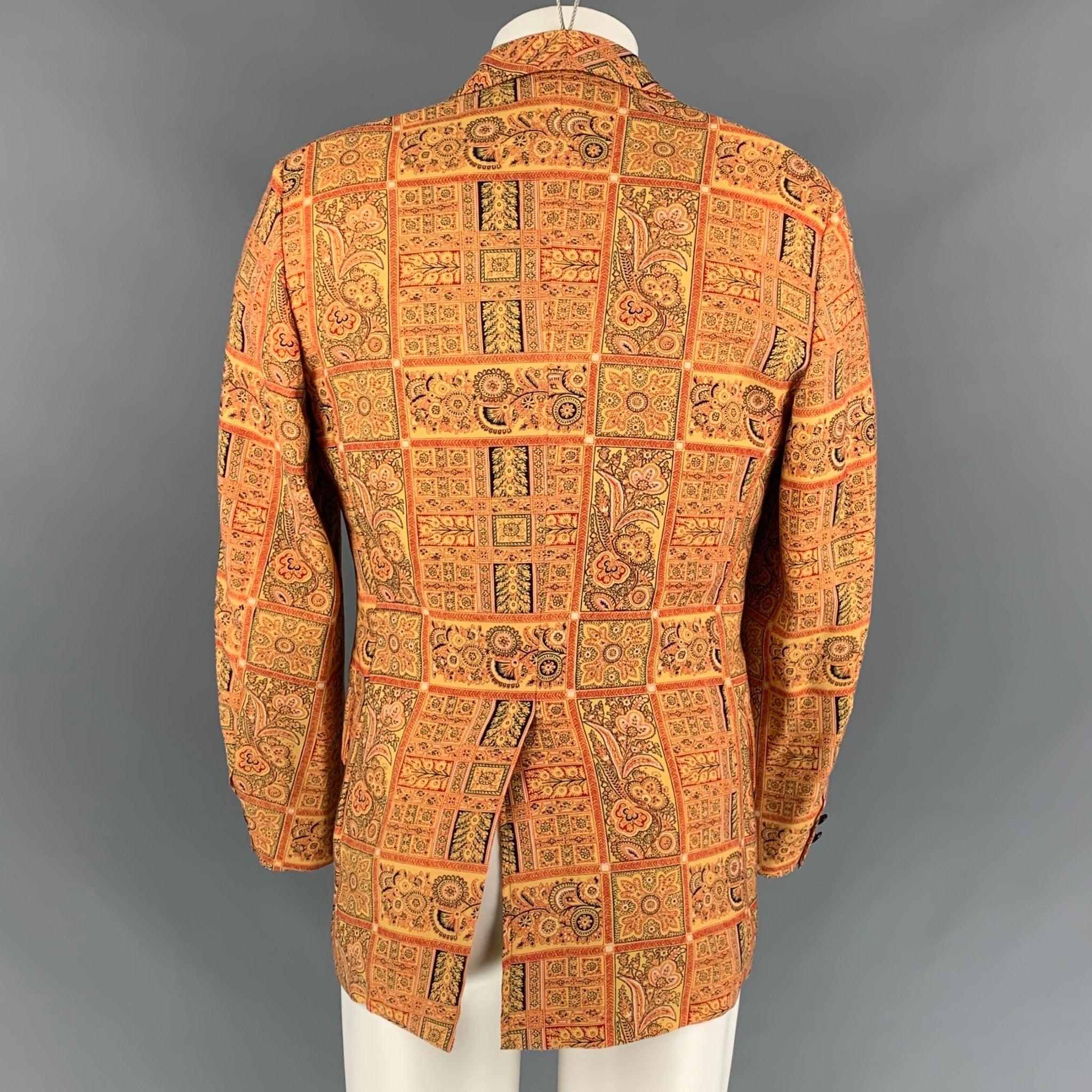 Manteau de sport SAKS FIFTH AVENUE, taille 40, imprimé or et rouge Pour hommes en vente