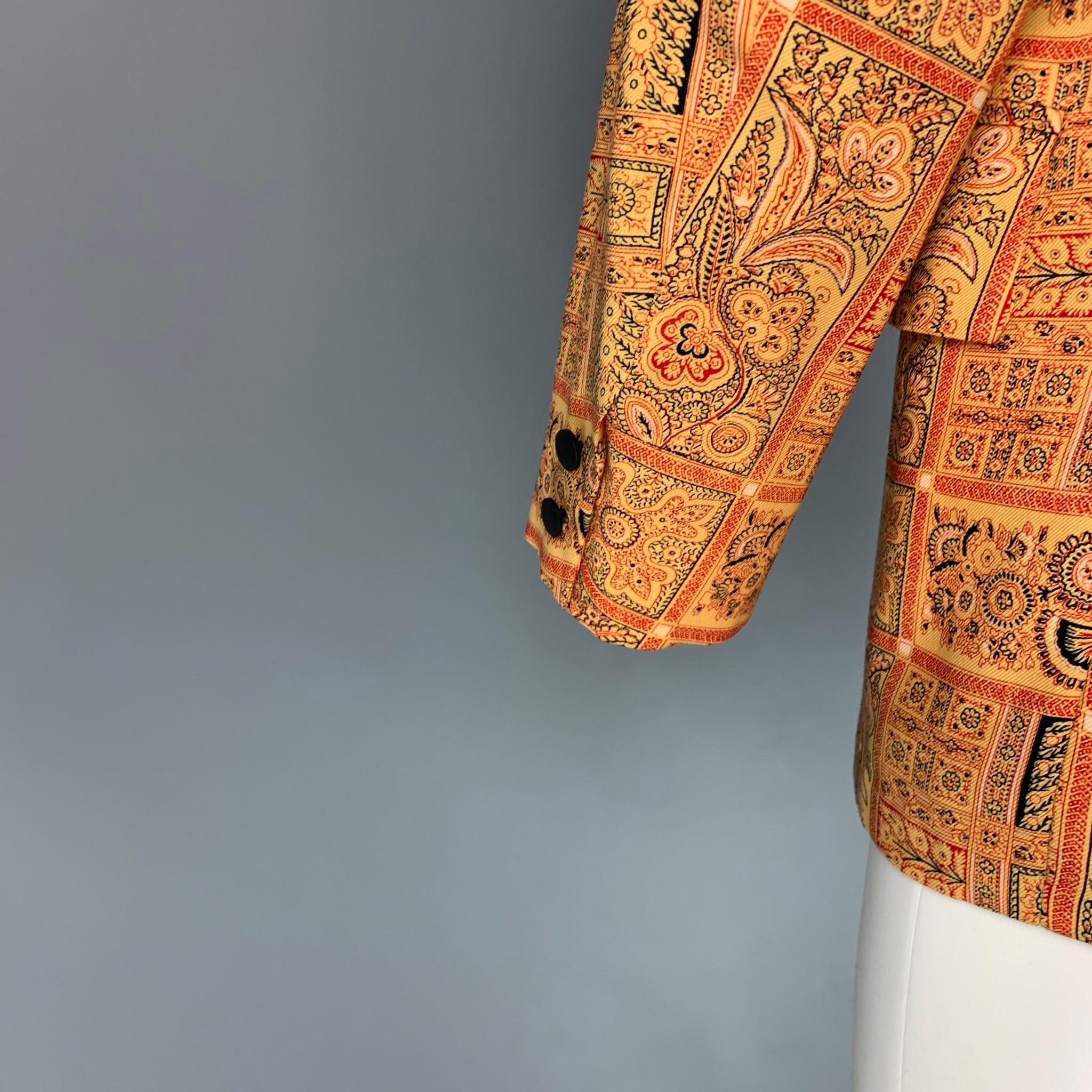 Men's SAKS FIFTH AVENUE Size 40 Gold & Red Print Wool Blend Sport Coat