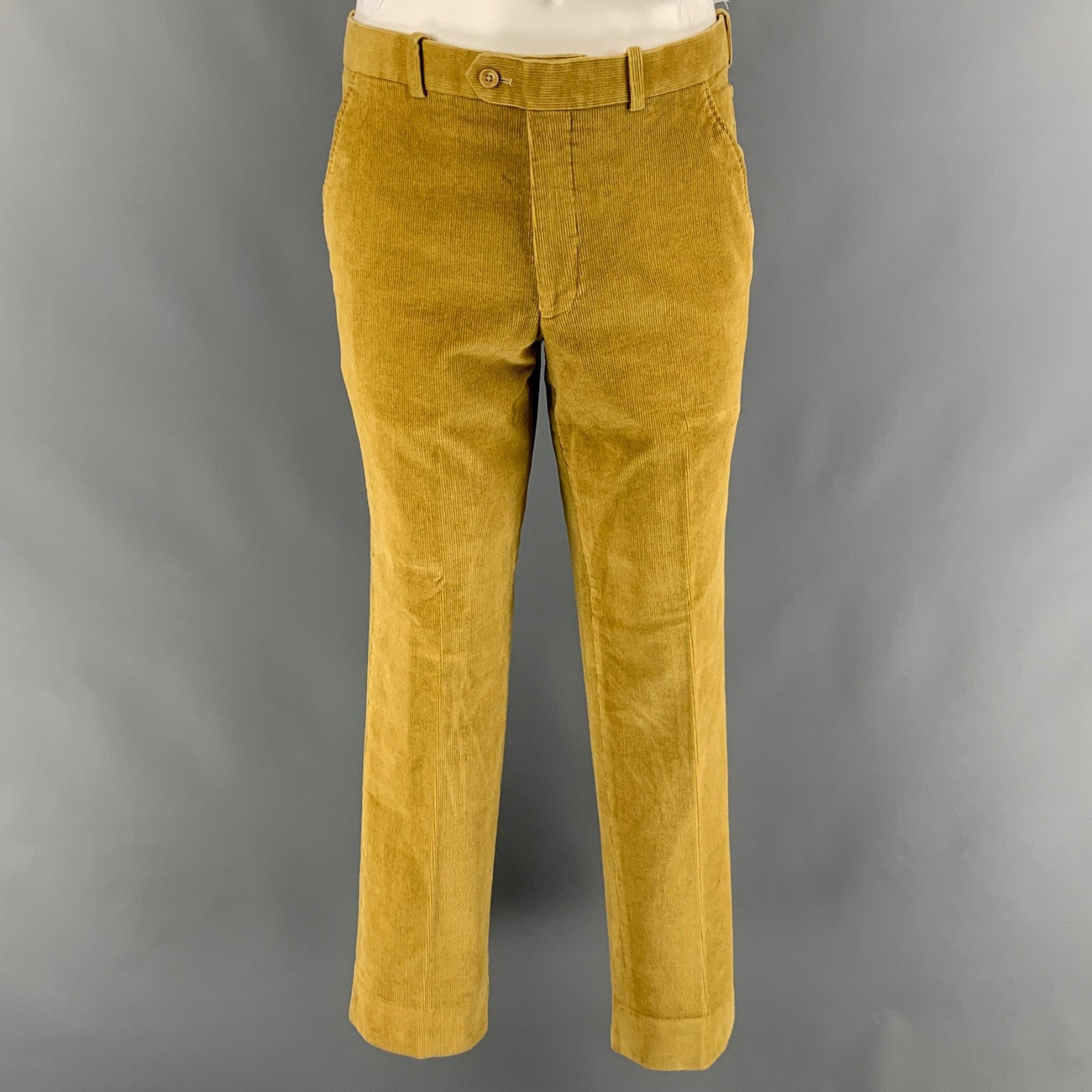 SAKS FIFTH AVENUE Size 40 Yellow Corduroy Notch Lapel Suit For Sale 1