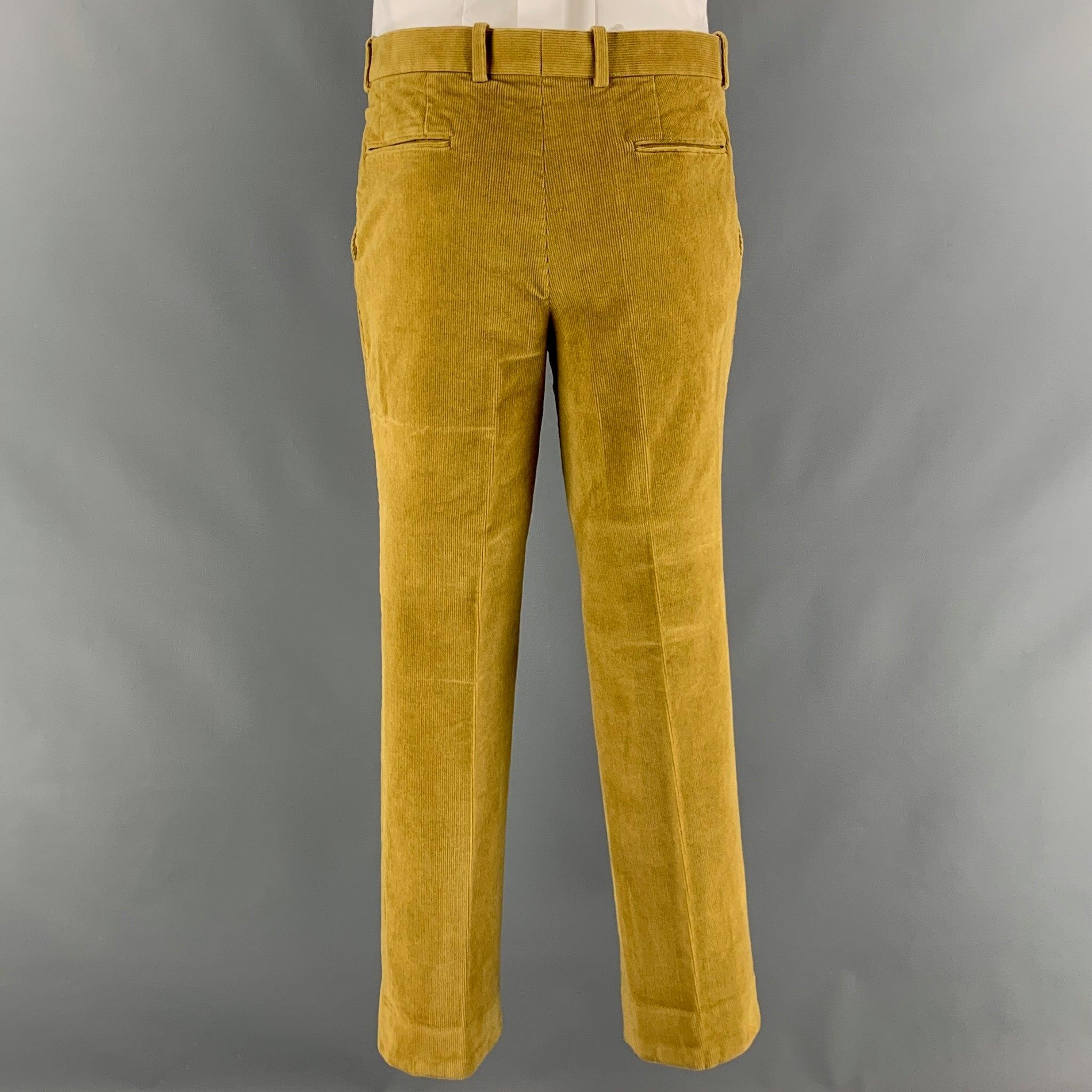 SAKS FIFTH AVENUE Size 40 Yellow Corduroy Notch Lapel Suit For Sale 2