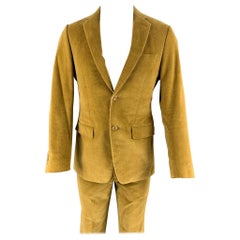 SAKS FIFTH AVENUE Talla 40 Traje de pana amarillo con solapa de muesca