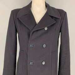 SAKS FIFTH AVENUE Size 42 Navy Cashmere Blend Double Breasted Peacoat