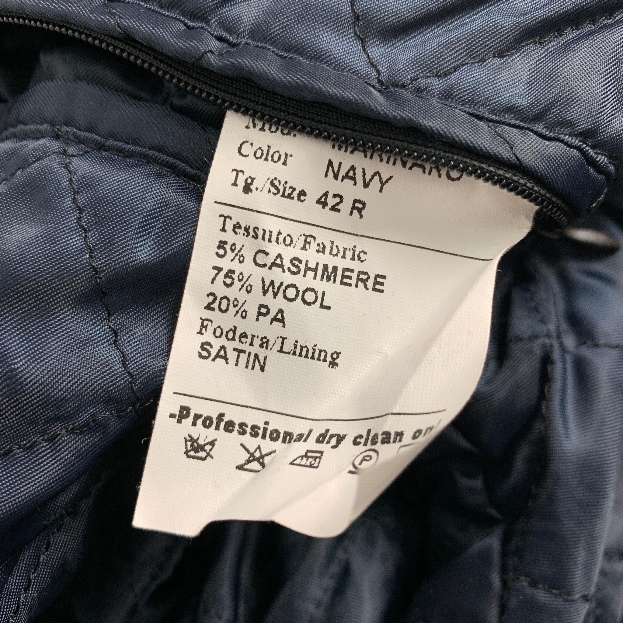 SAKS FIFTH AVENUE Size 42 Navy Cashmere Blend Double Breasted Peacoat For Sale 1