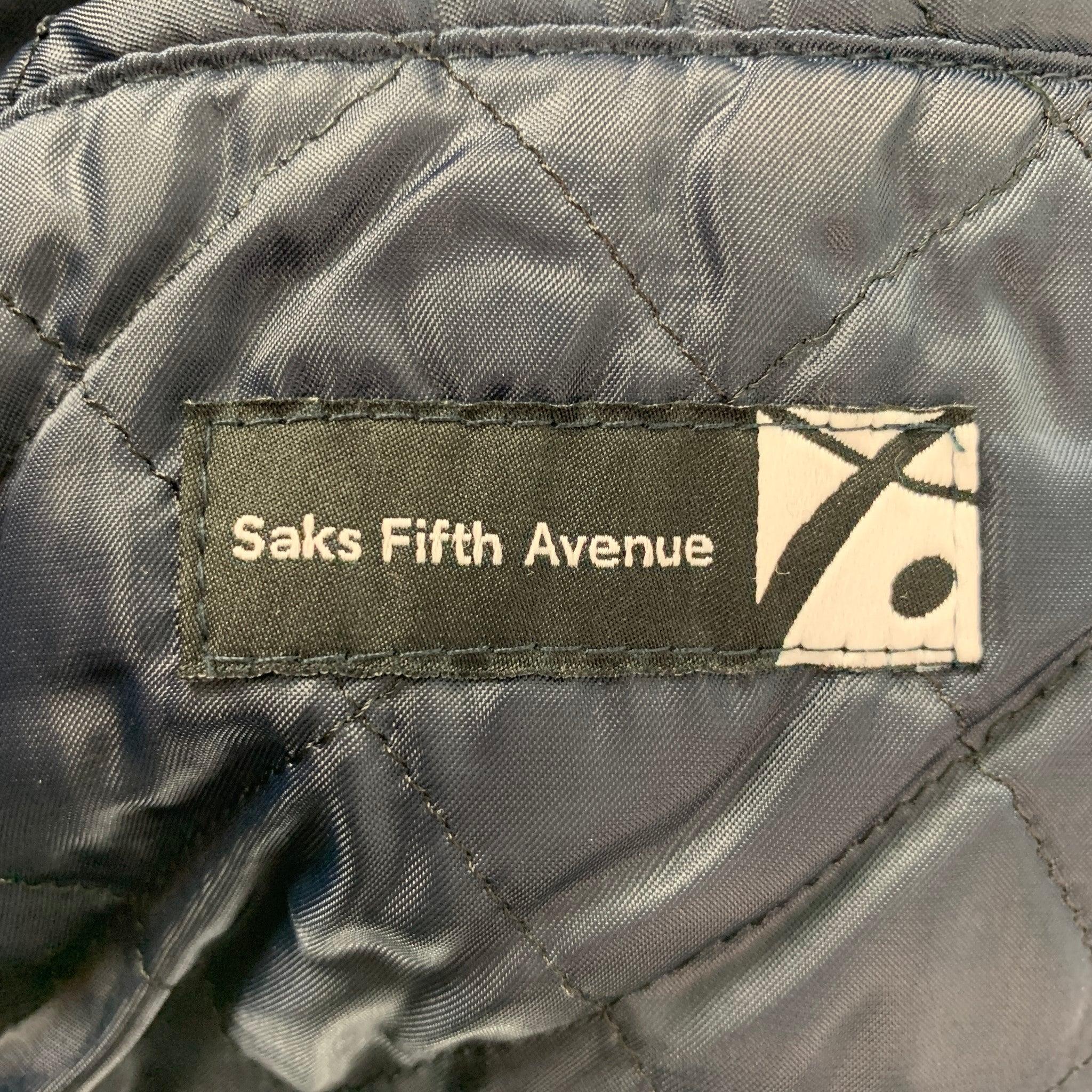 SAKS FIFTH AVENUE Size 42 Navy Cashmere Blend Double Breasted Peacoat For Sale 2