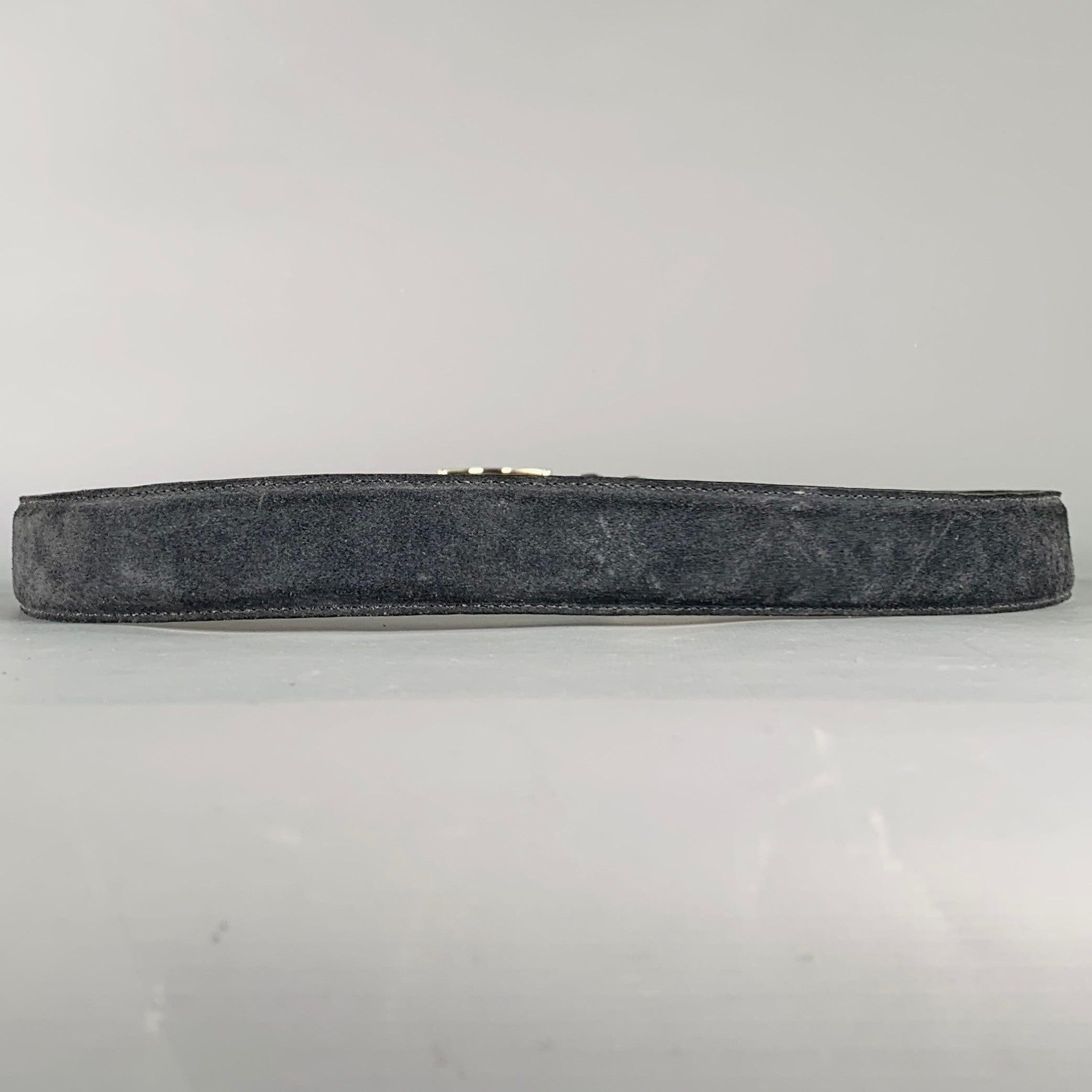 Black SAKS FIFTH AVENUE Size 42 Navy Suede Belt For Sale