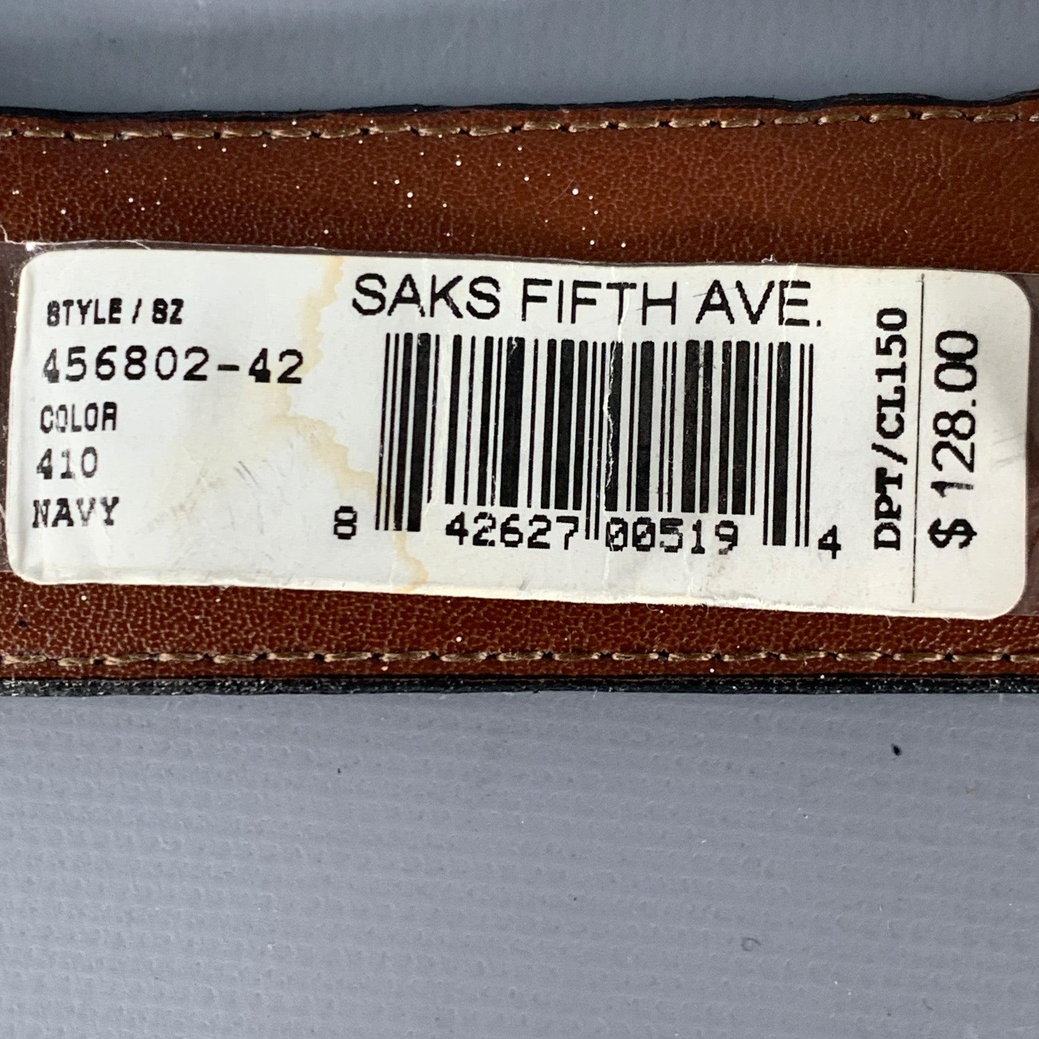 SAKS FIFTH AVENUE Size 42 Navy Suede Belt For Sale 2