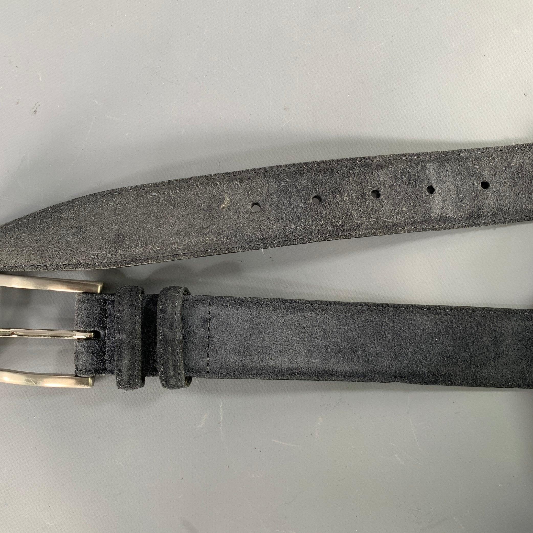 SAKS FIFTH AVENUE Size 42 Navy Suede Belt For Sale 3