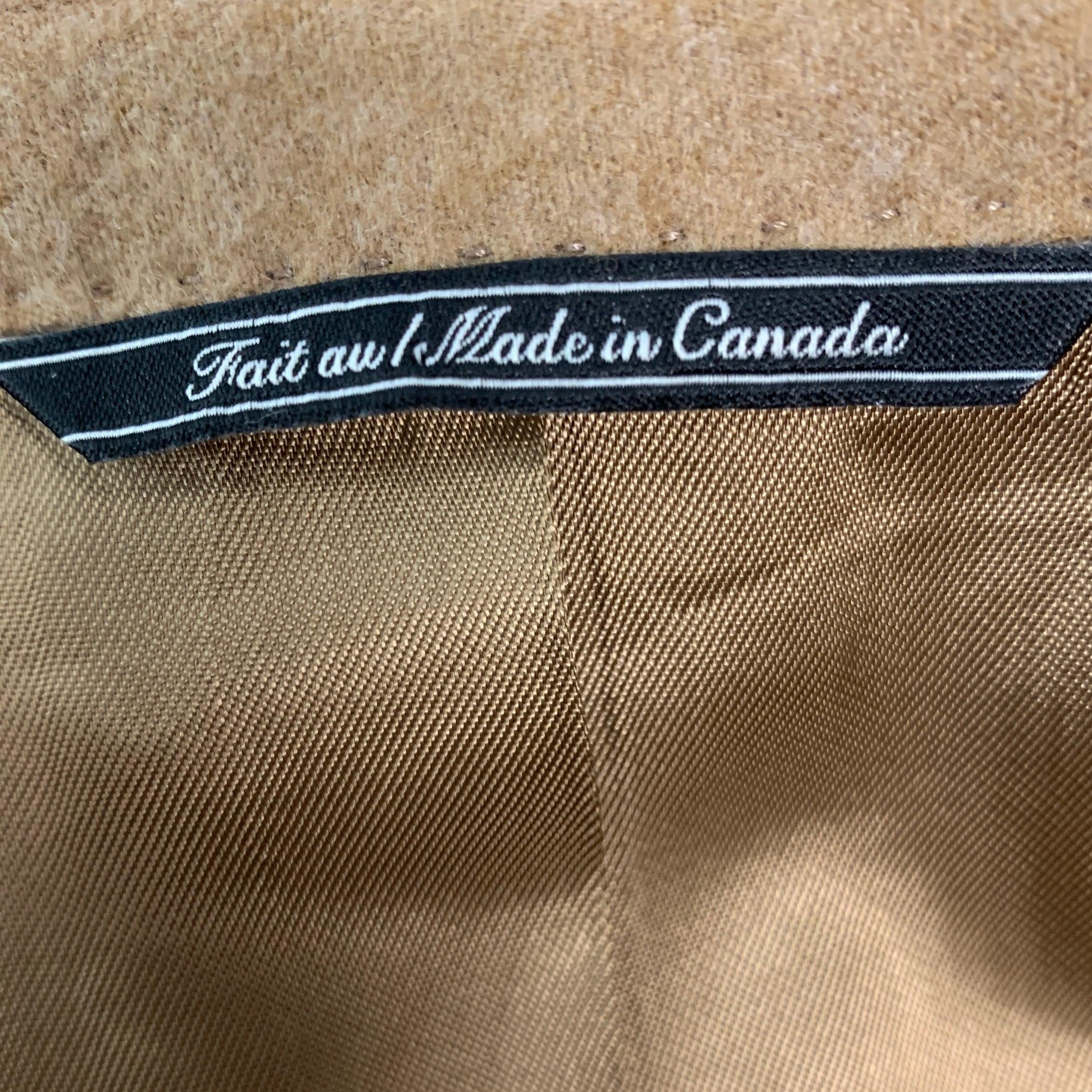 SAKS FIFTH AVENUE - Manteau de sport à revers en cachemire brun clair, taille 44 en vente 2
