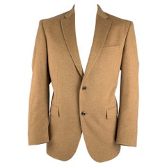 SAKS FIFTH AVENUE Talla 44 Chaquetón de cachemira con solapa de muesca color canela