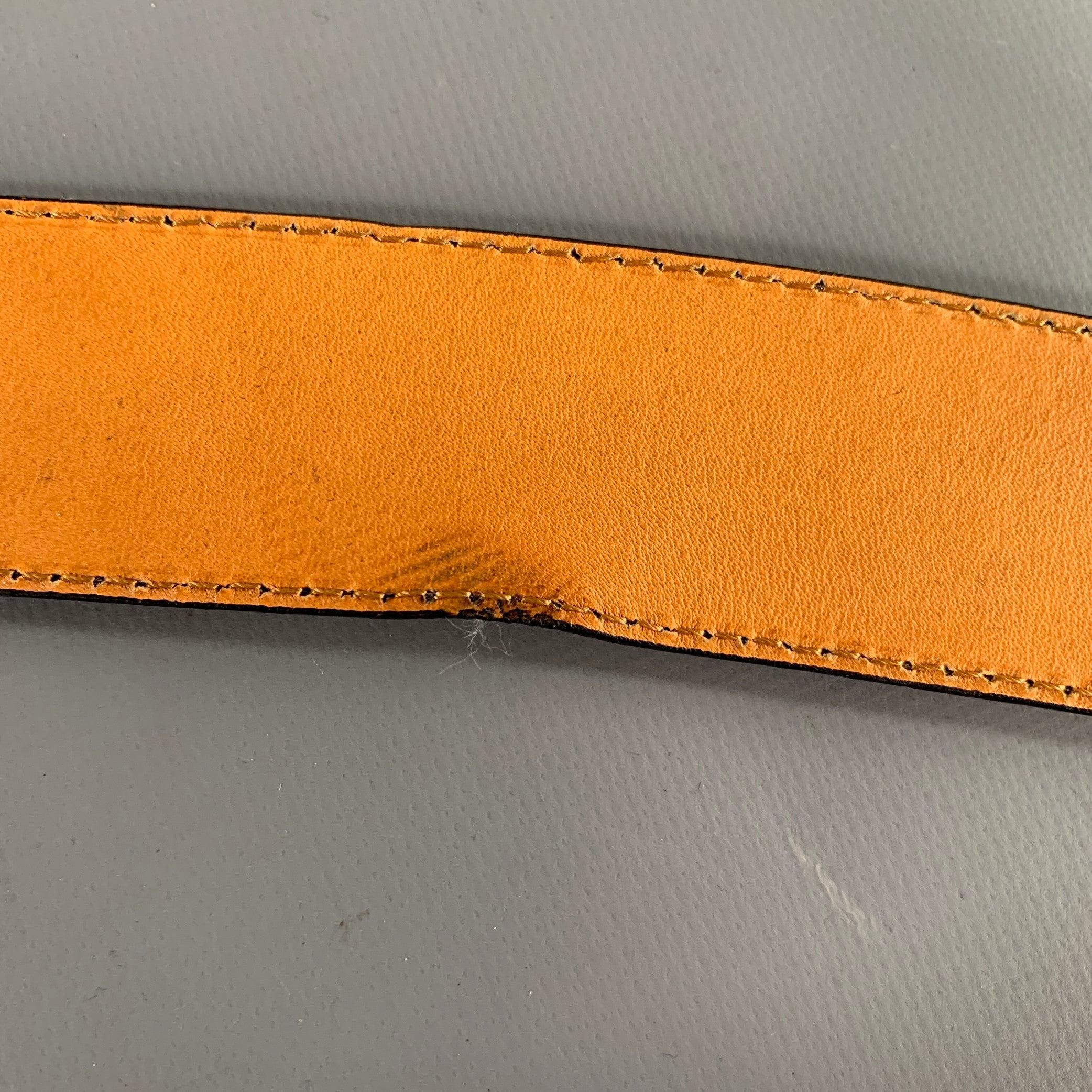 SAKS FIFTH AVENUE Size 46 Navy Tan Two Tone Leather Belt 1