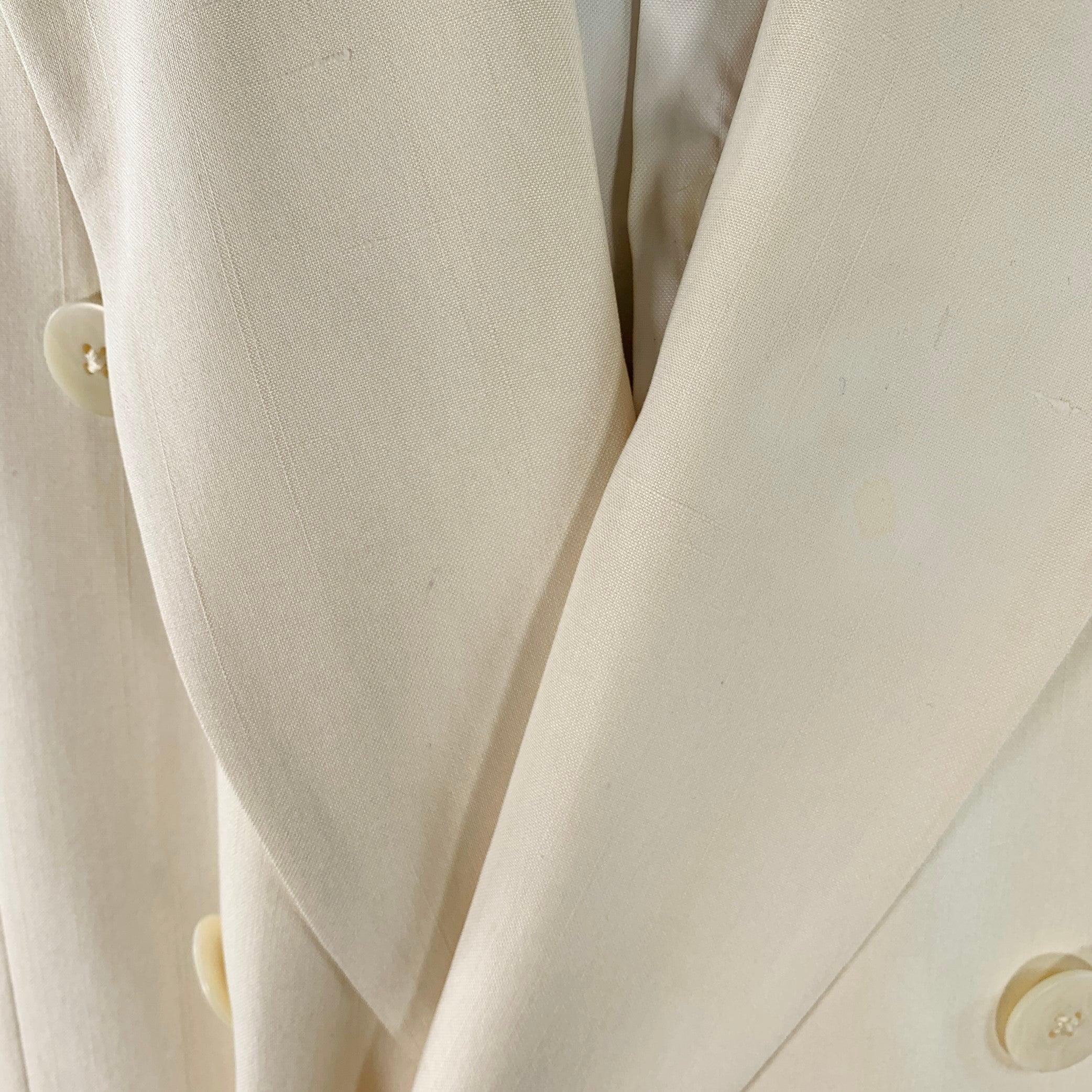 SAKS FIFTH AVENUE Size 48 Cream Silk Double Breasted Single Button Sport Coat For Sale 5