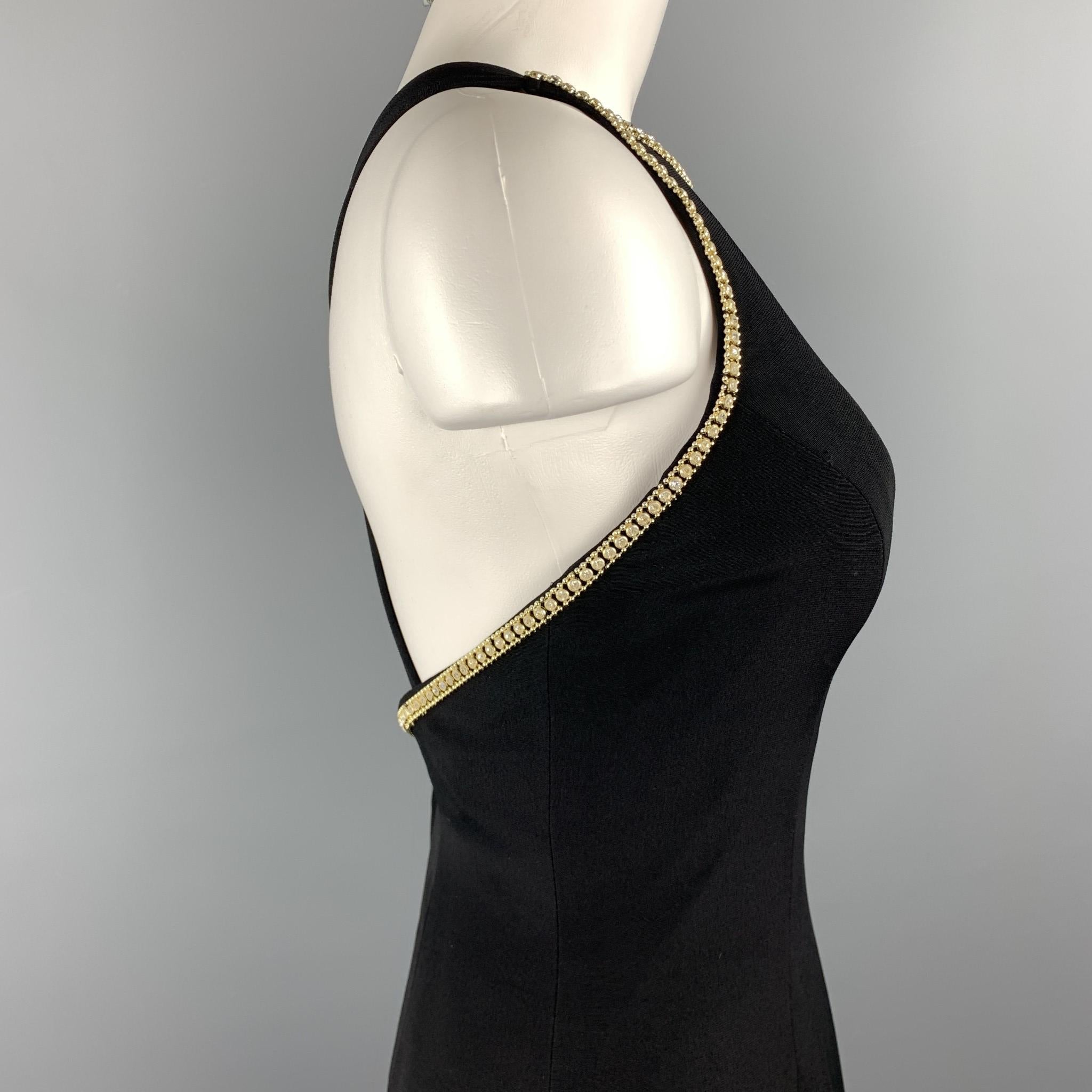 Women's or Men's SAKS FIFTH AVENUE Size 6 Black Rhinestone Trim Gown & Cropped Jacket Ensemble