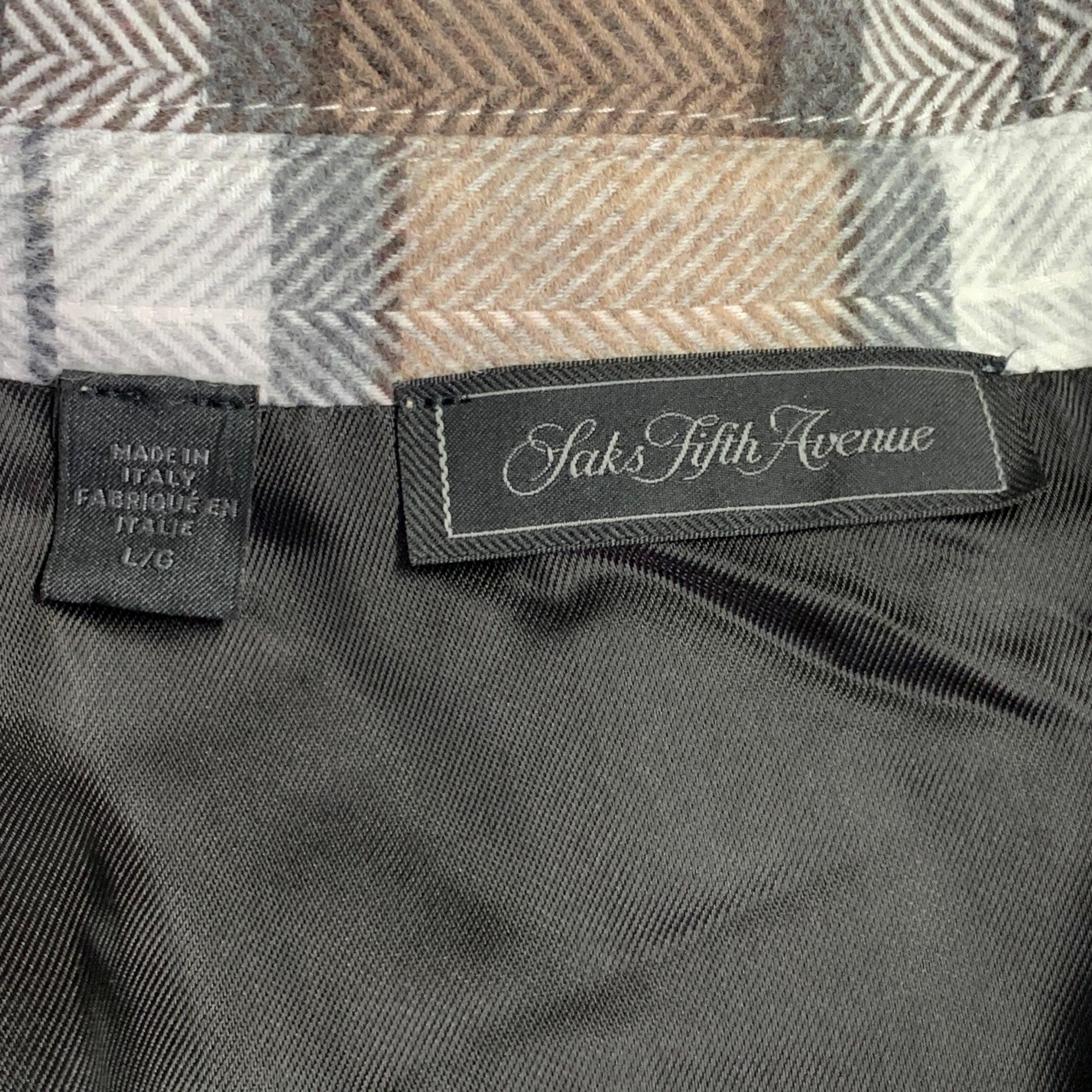 Uomo Saks Fifth Avenue Taglia L Marrone, Grigio, Crema, Giacca a quadri in cotone in vendita