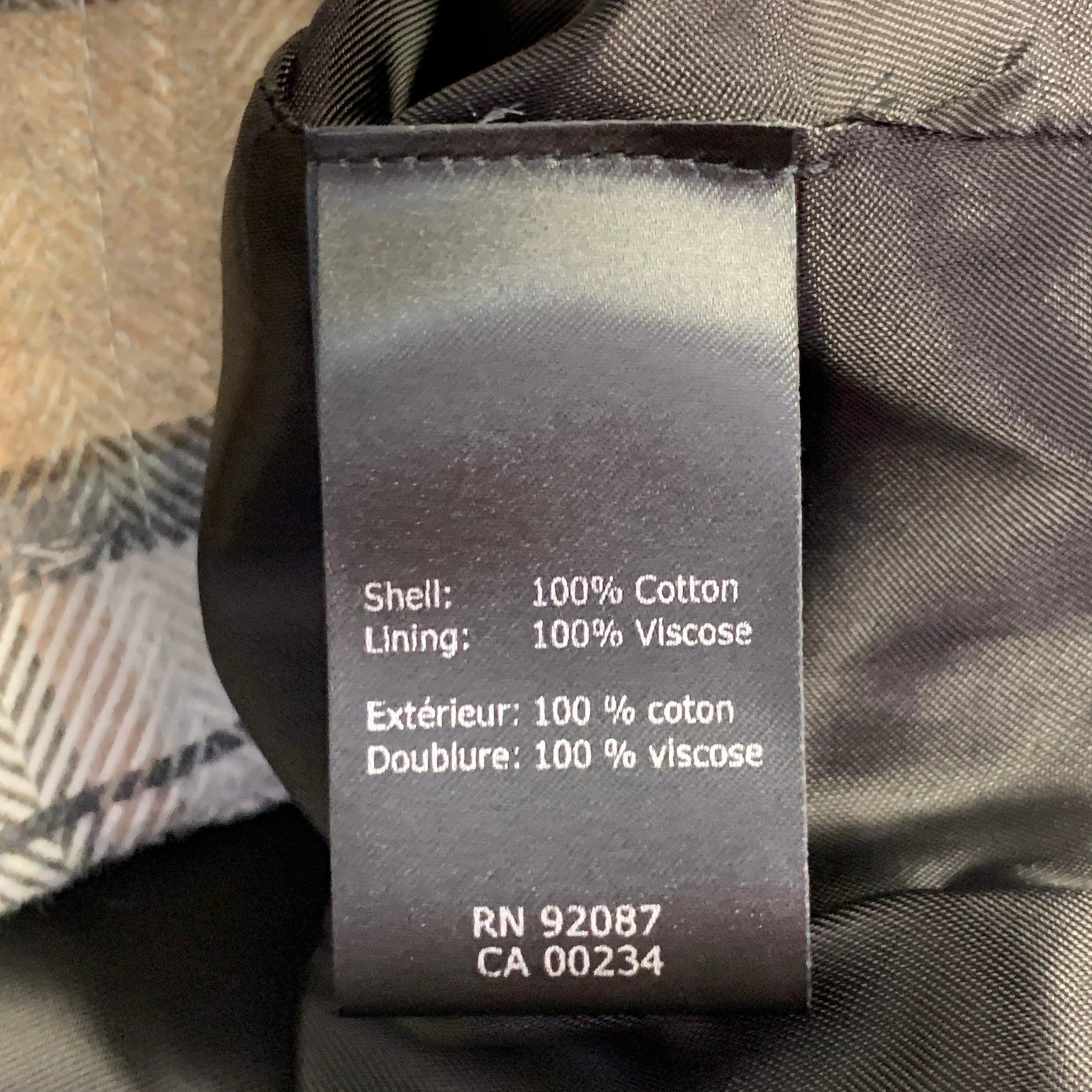 Saks Fifth Avenue Taglia L Marrone, Grigio, Crema, Giacca a quadri in cotone in vendita 1