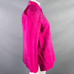 SAKS FIFTH AVENUE Size L Pink Fuchsia Silk Jacket Blazer