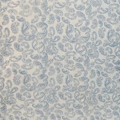 SAKS FIFTH AVENUE Size L White Blue Paisley Linen One Pocket Short Sleeve Shirt