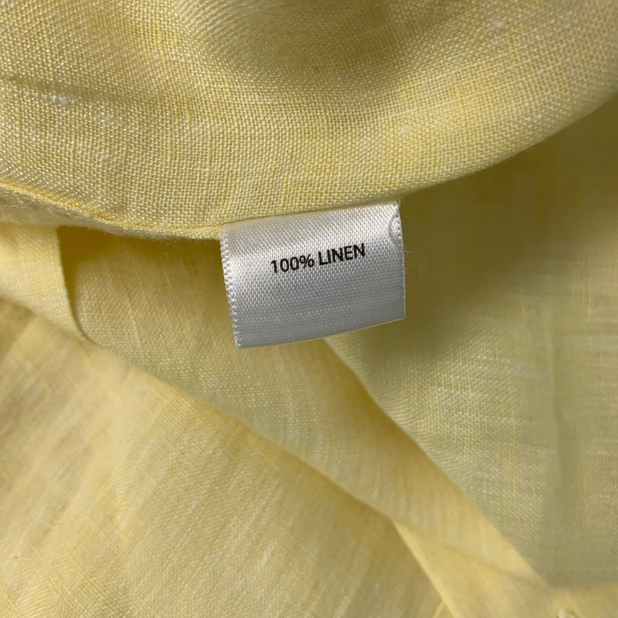 SAKS FIFTH AVENUE Größe L Gelbes langärmeliges Leinenhemd mit Knopfleiste im Angebot 3