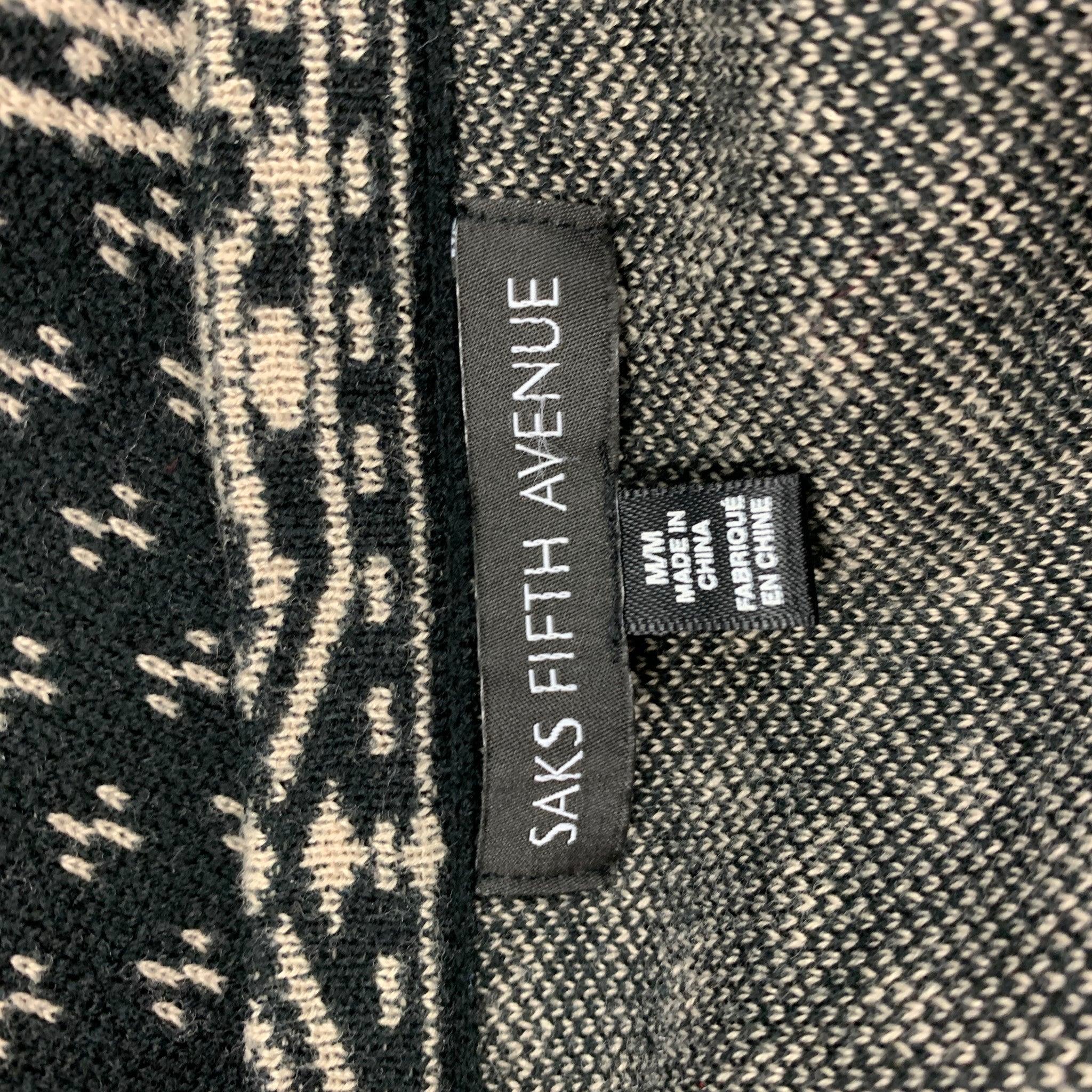SAKS Fifth Avenue Taille M Robe à manches 3/4 en coton mélangé noir et blanc en vente 1