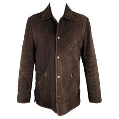 SAKS FIFTH AVENUE Size M Brown Quilted Suede Snaps Coat