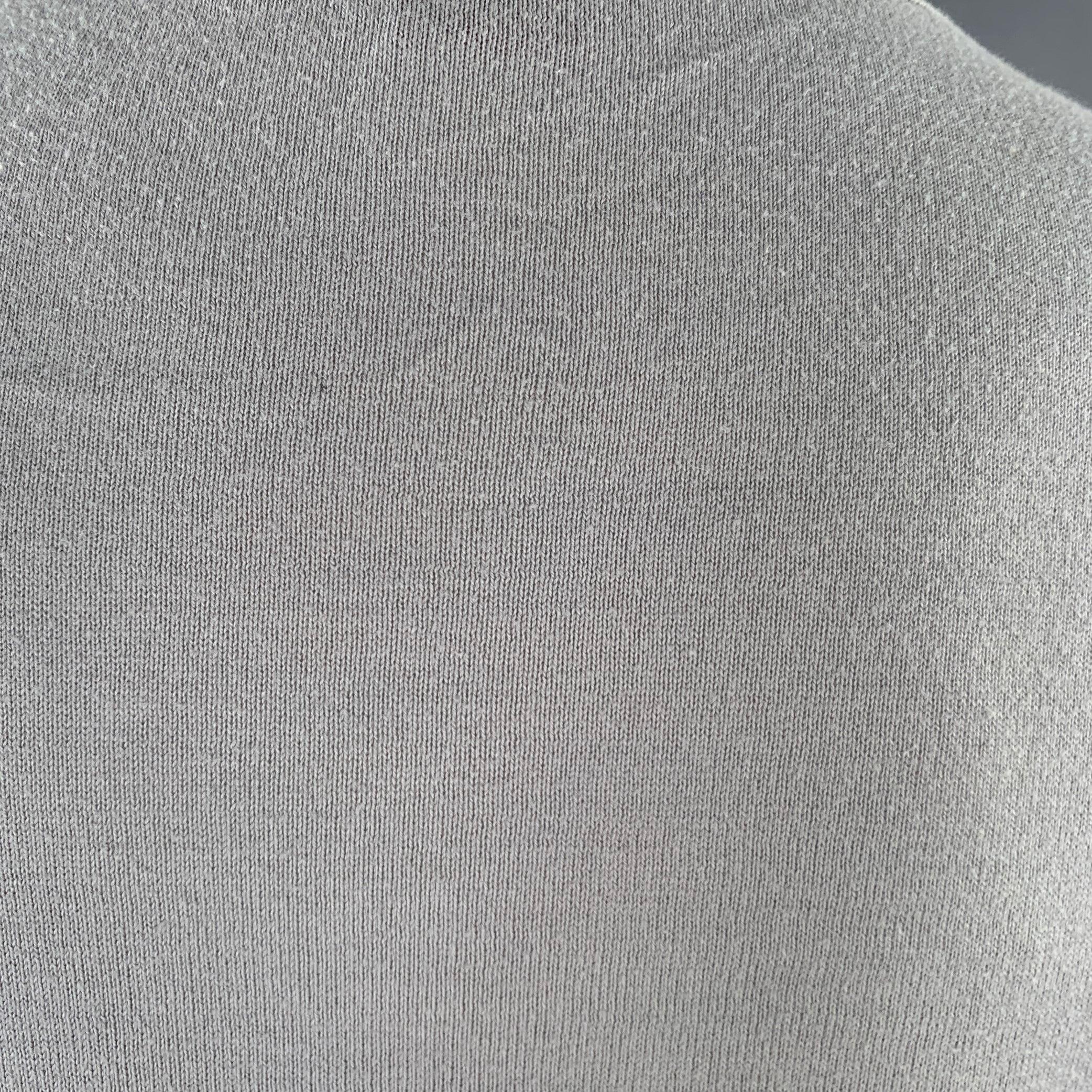 SAKS FIFTH AVENUE Size M Grey Charcoal Ombre Cotton V-Neck Cardigan In Good Condition For Sale In San Francisco, CA
