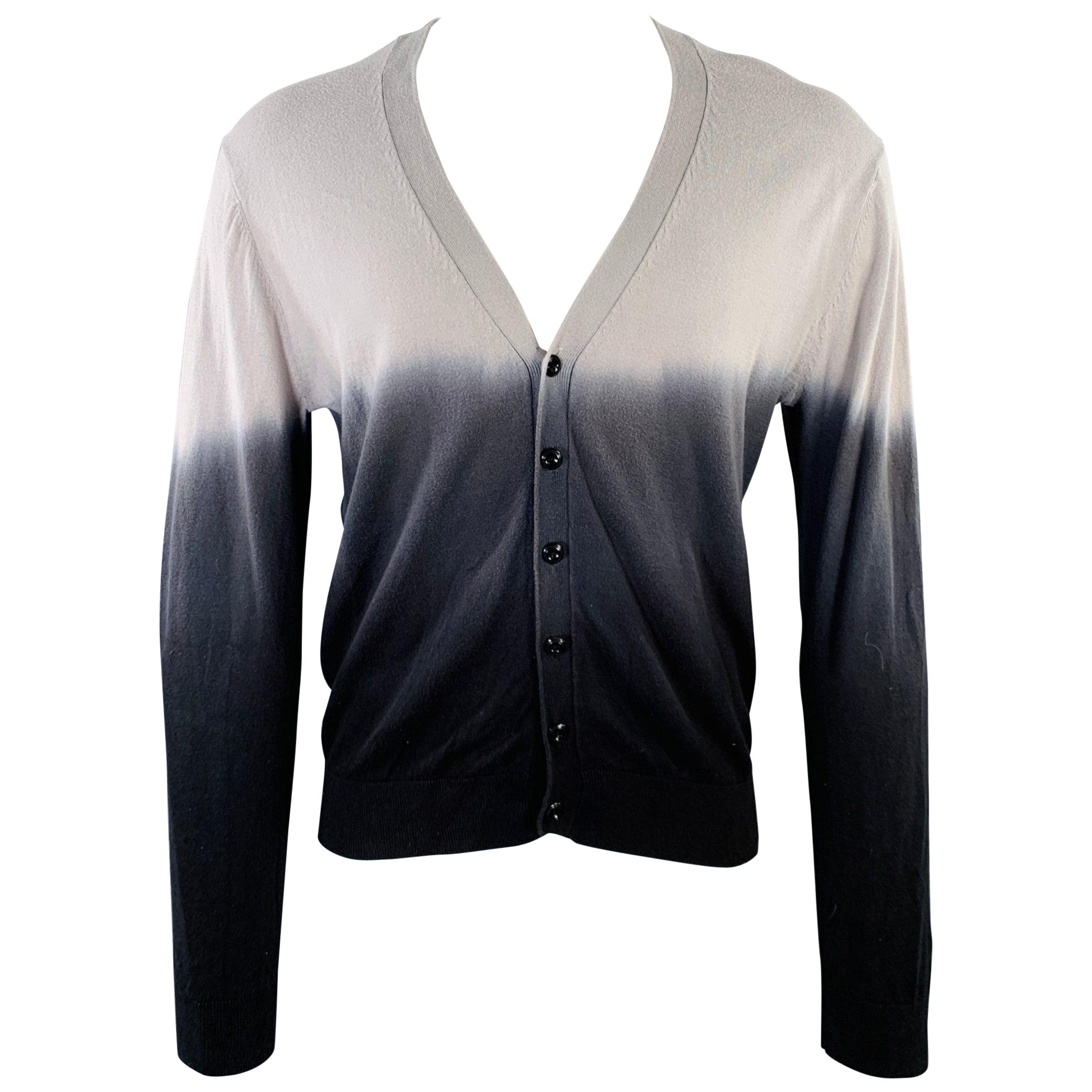 SAKS FIFTH AVENUE Talla M Chaqueta de cuello en V de algodón gris antracita ombré