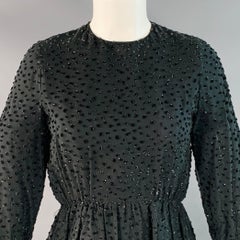 SAKS FIFTH AVENUE Size S Black Polyester Textured Ostrich Fringed Cocktail Dress