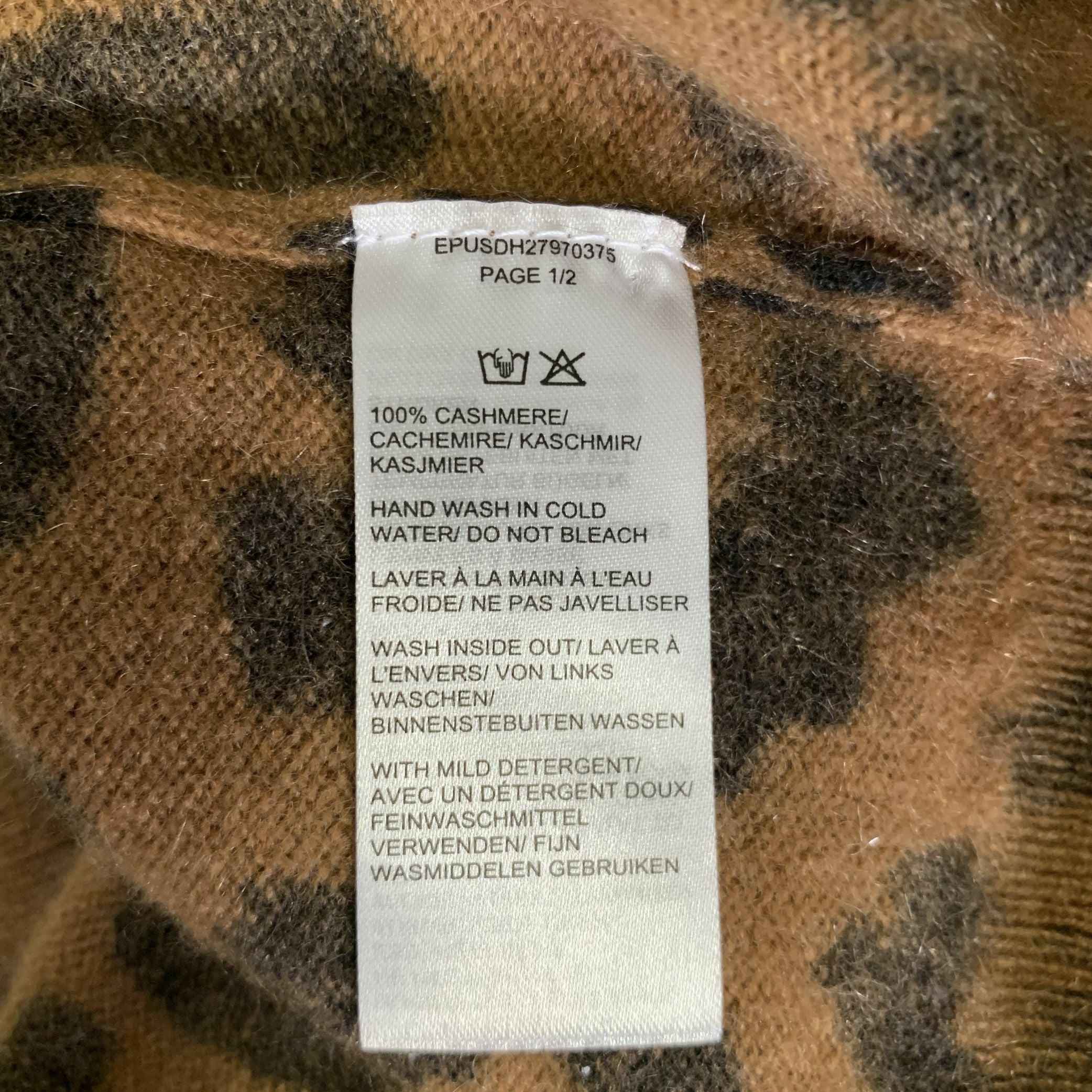 SAKS FIFTH AVENUE Größe S Brown Black Cashmere Animal Print Pullover Damen