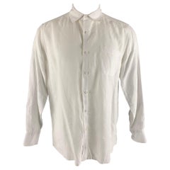 SAKS FIFTH AVENUE Camisa de manga larga abotonable de lino sólido blanco talla S